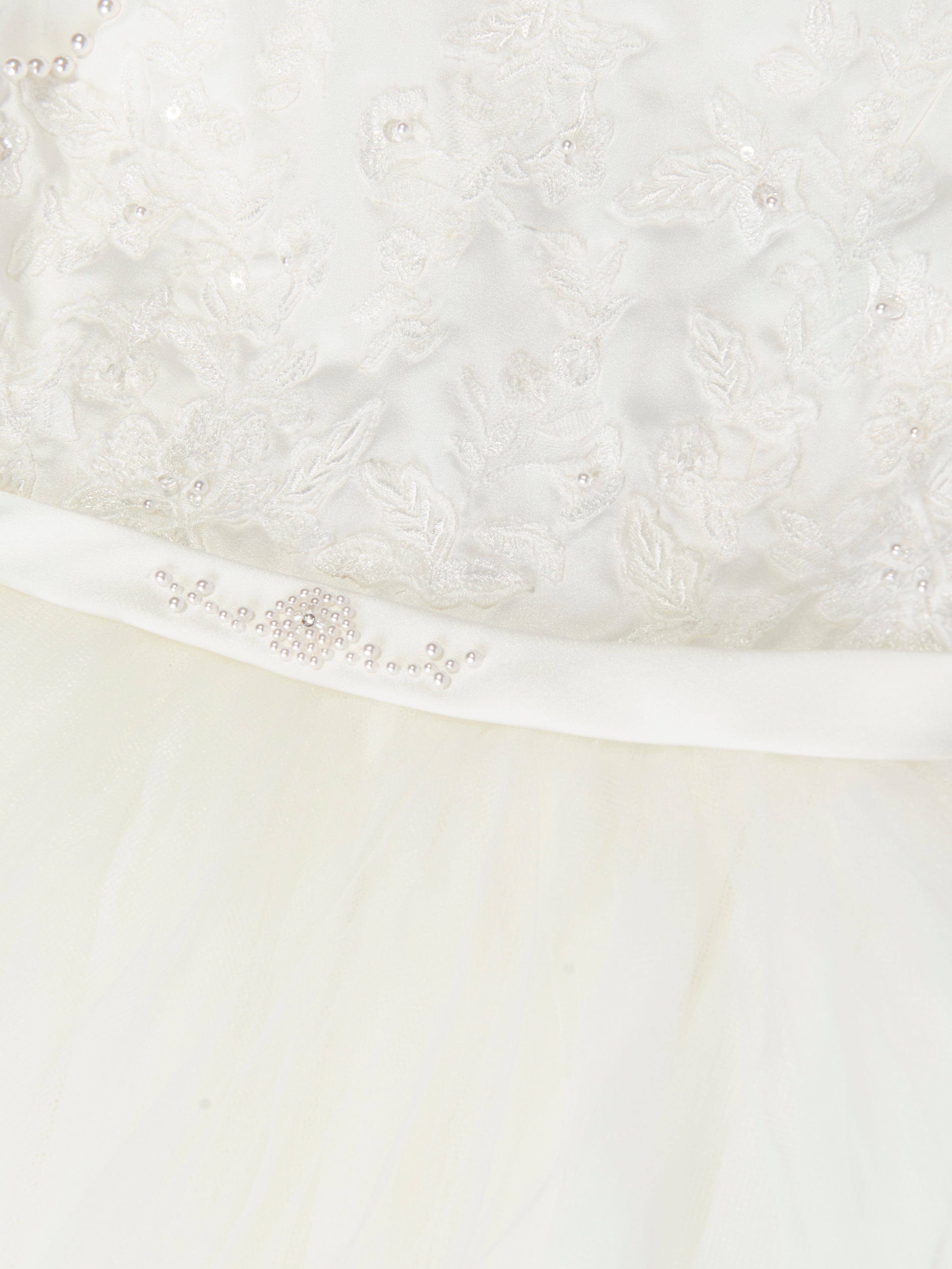 Girls Ceremonial Ballerina Length Dress in Ivory