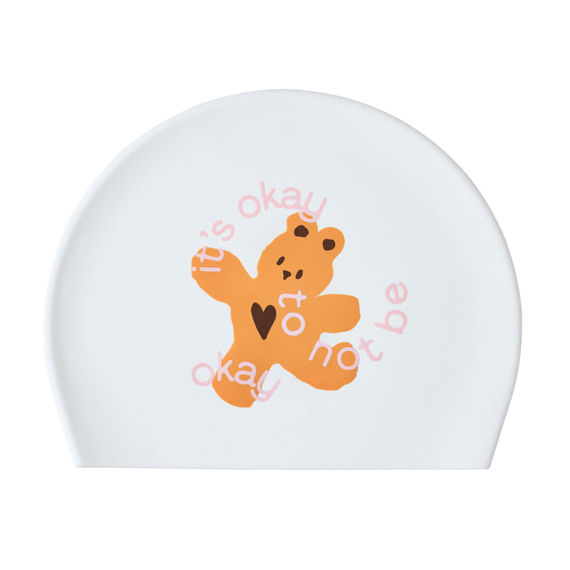 Adult White Printed Silicone Swim Cap