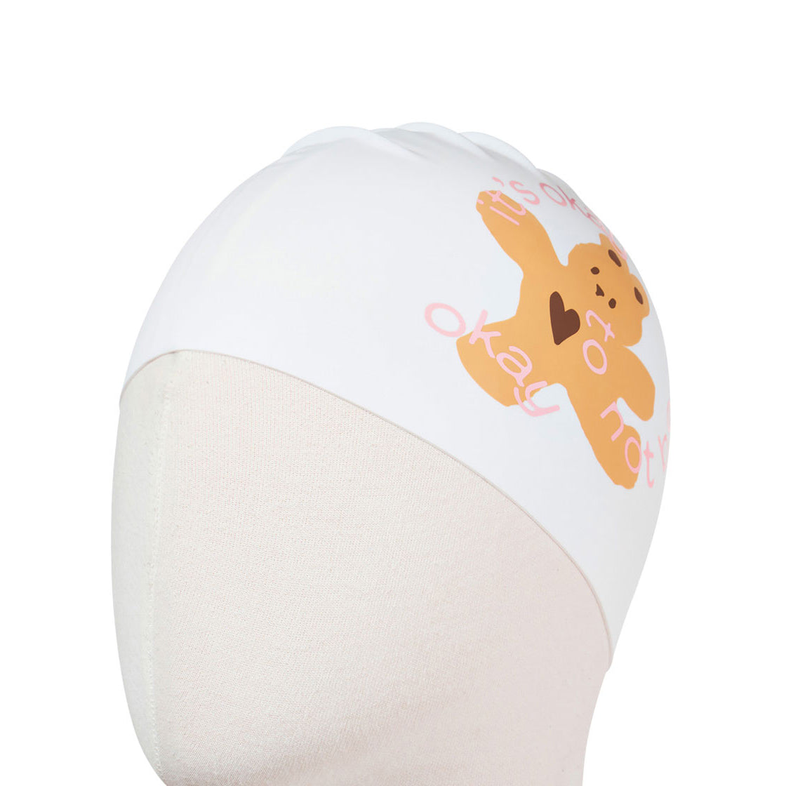 Adult White Printed Silicone Swim Cap