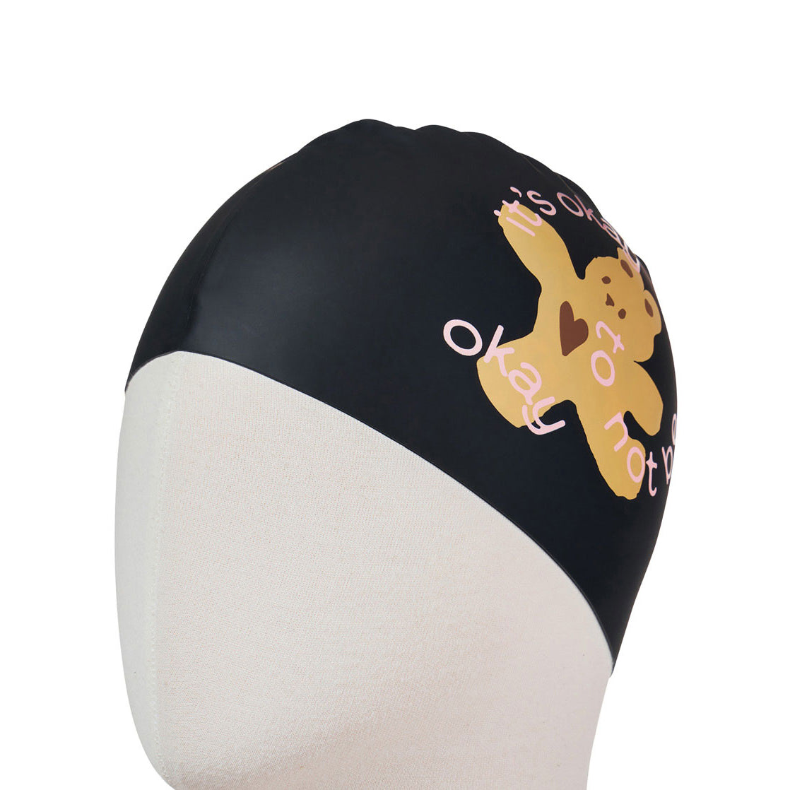 Adult Black Printed Silicone Swim Cap