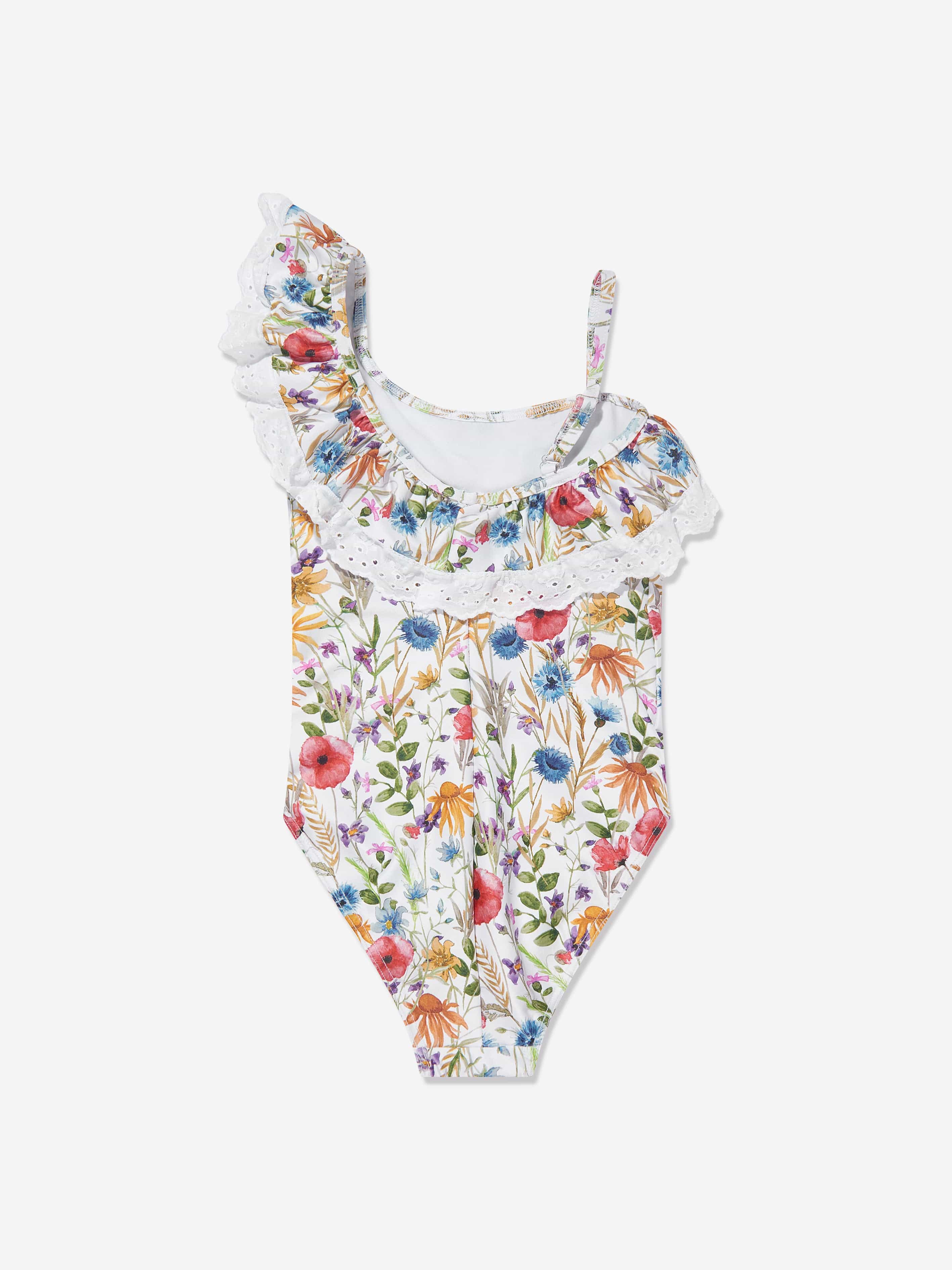 Selini Action Girls Poppy Print Swimsuit in White