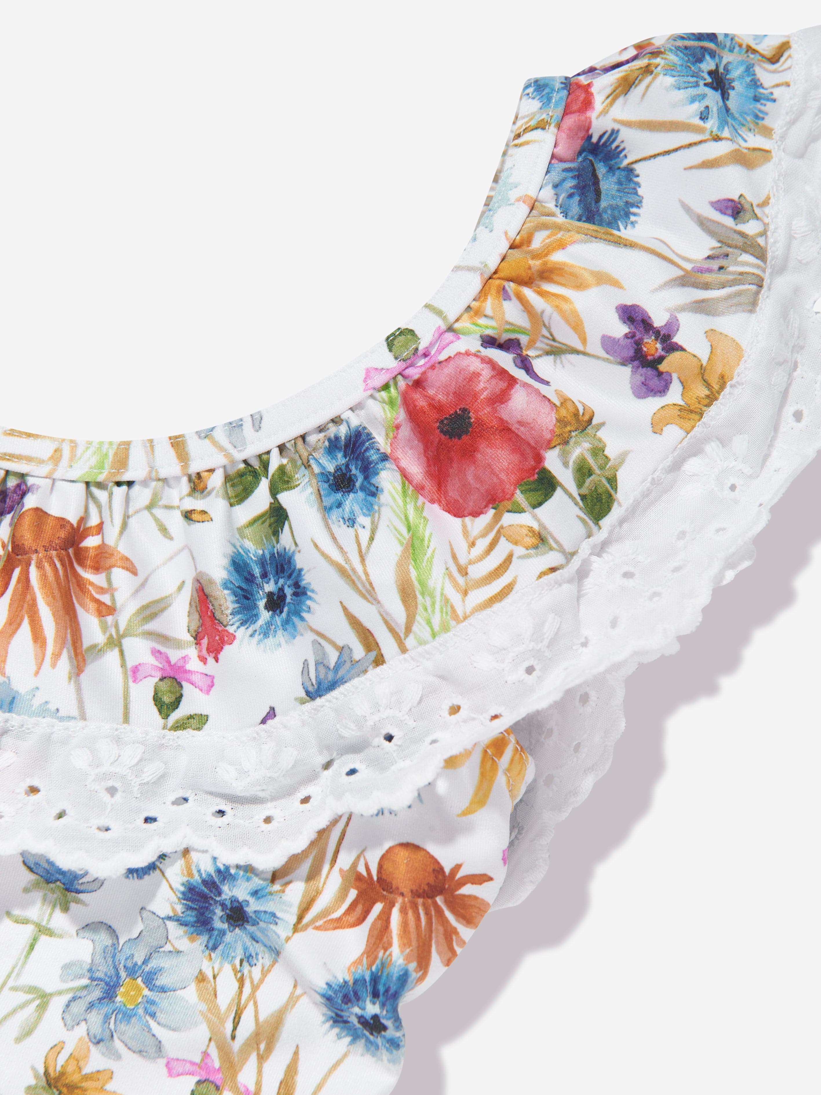 Selini Action Girls Poppy Print Swimsuit in White