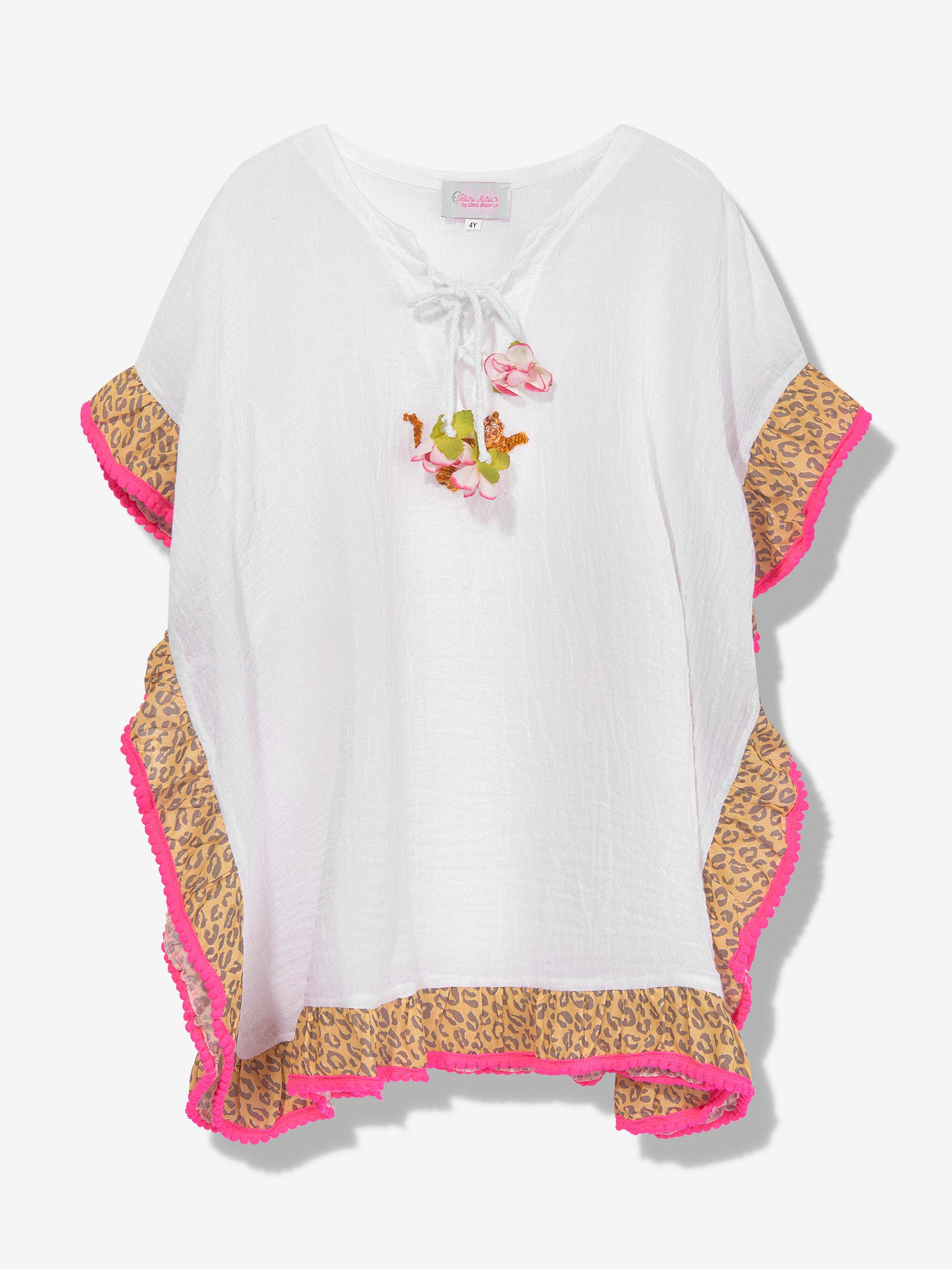 Selini Action Girls Cotton Kaftan in White