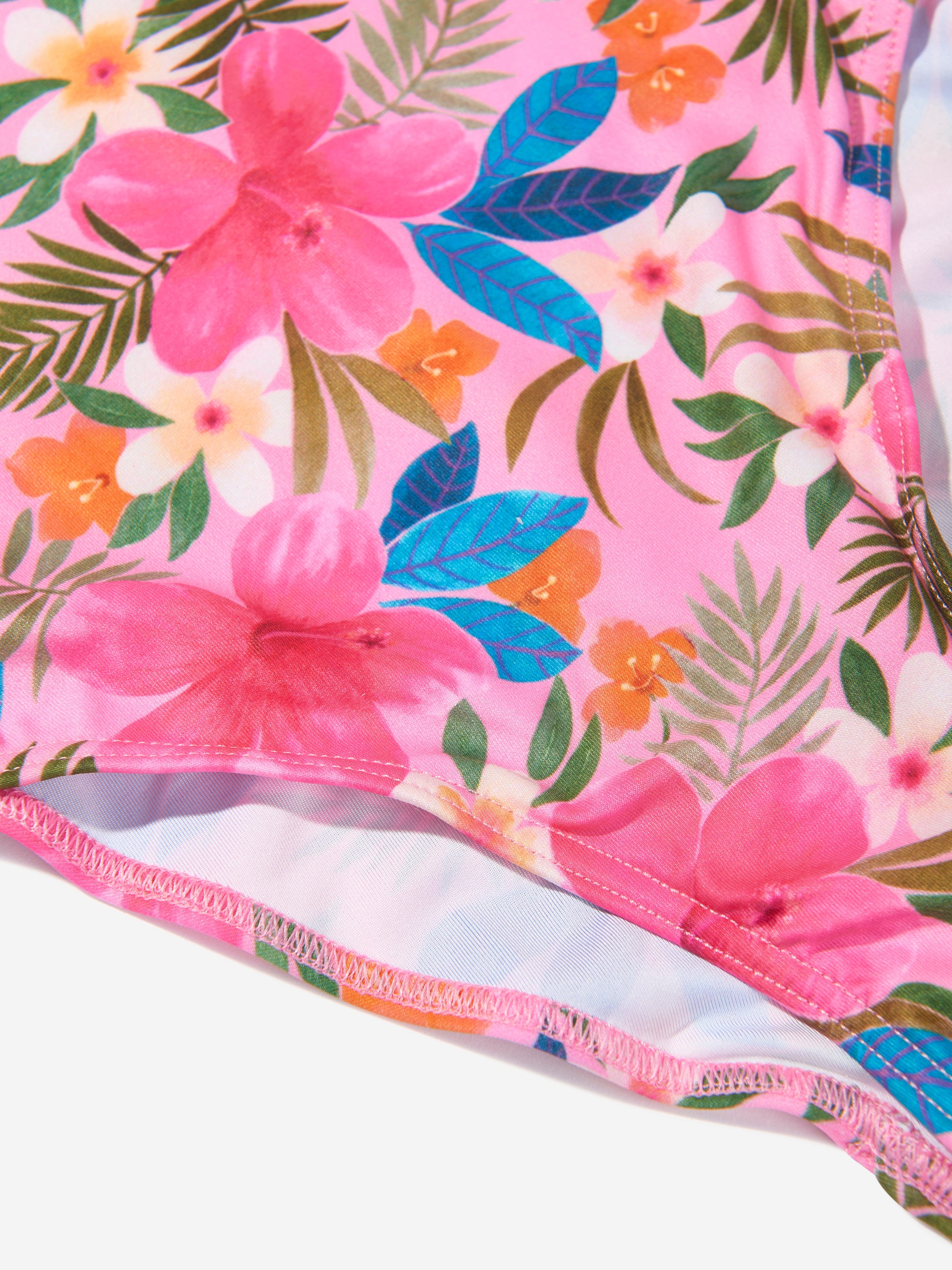 Selini Action Girls Floral Swimsuit in Pink