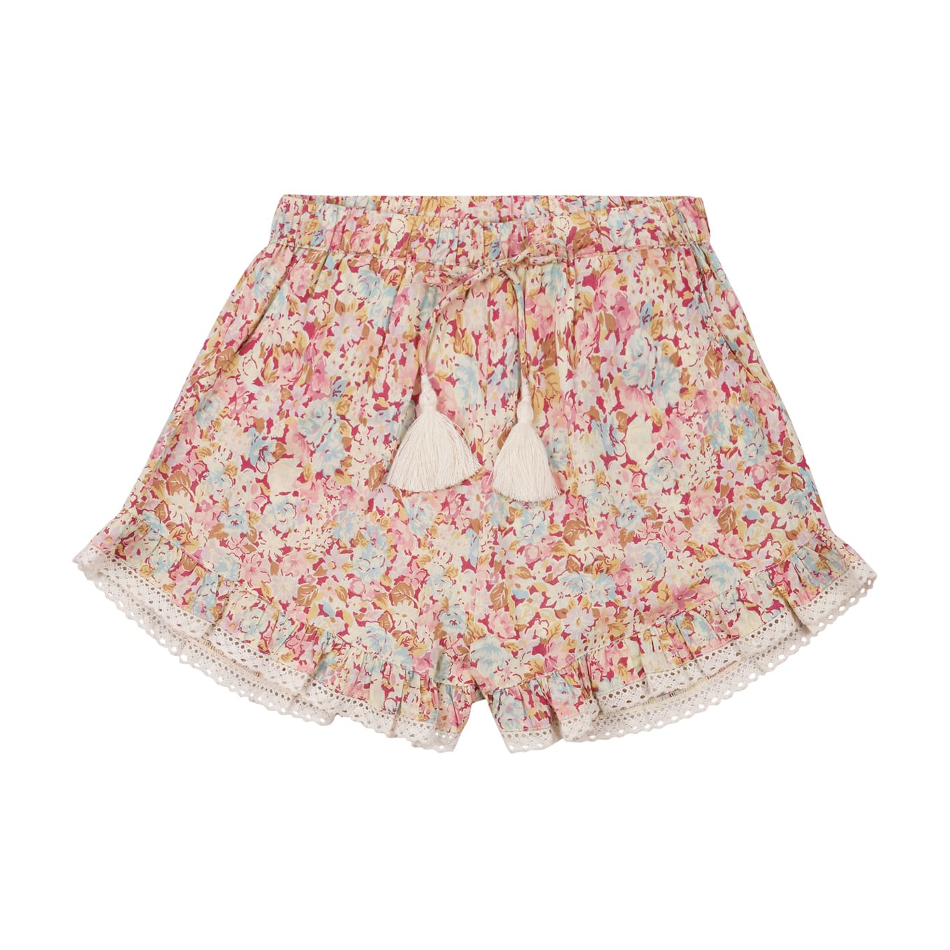 Girls Pink Floral Cotton Shorts