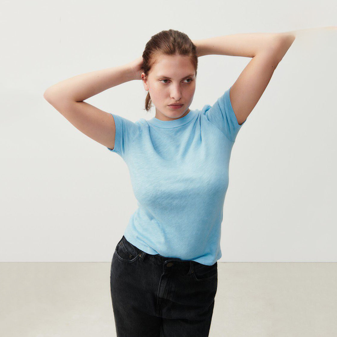 Women Light Blue Cotton T-Shirt