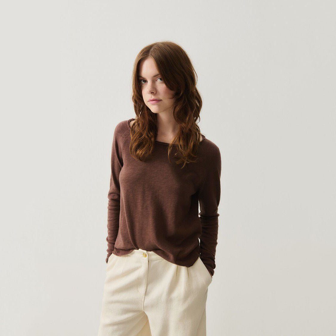 Women Brown Cotton T-Shirt
