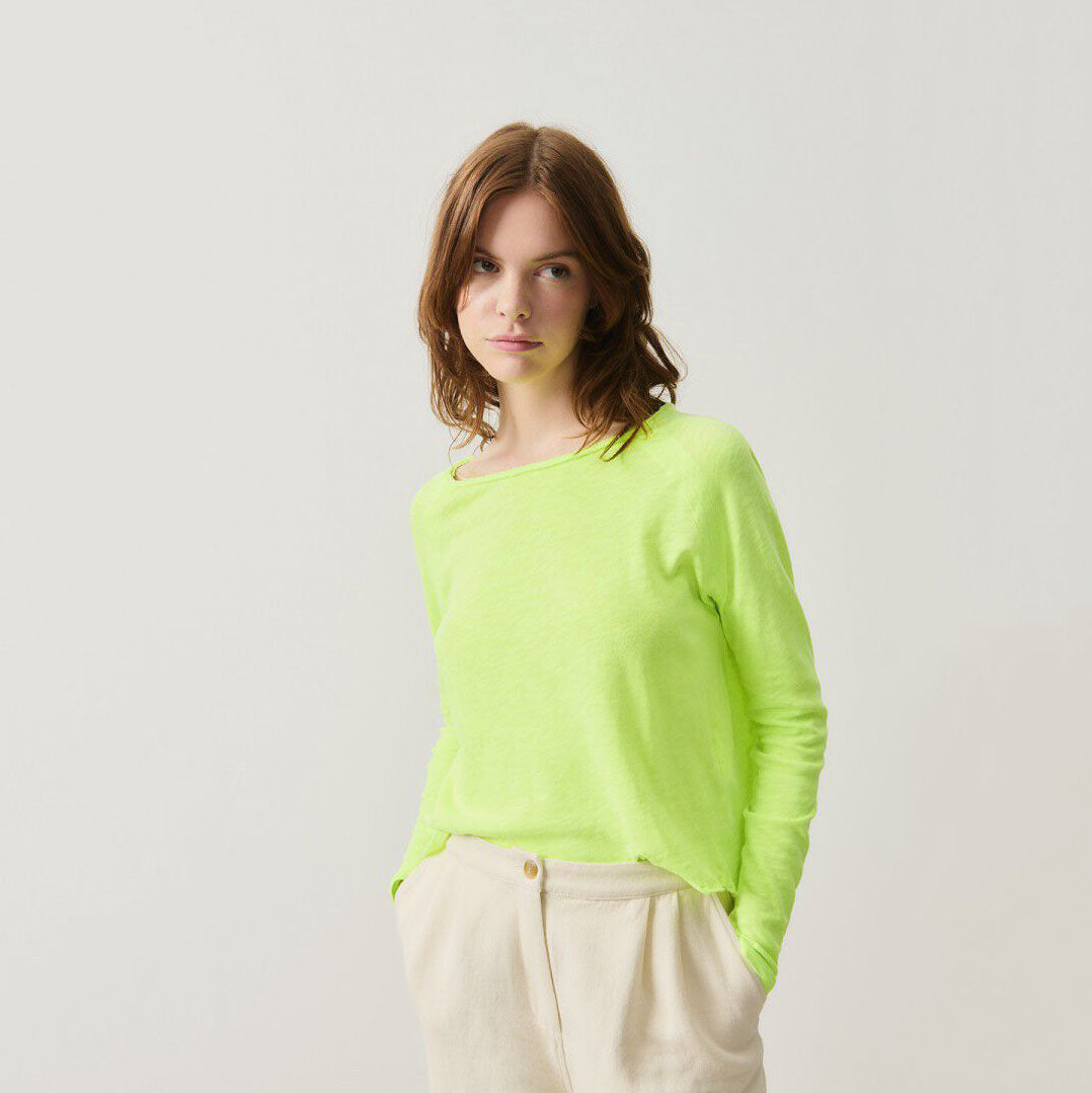 Women Fluo Green Cotton T-Shirt