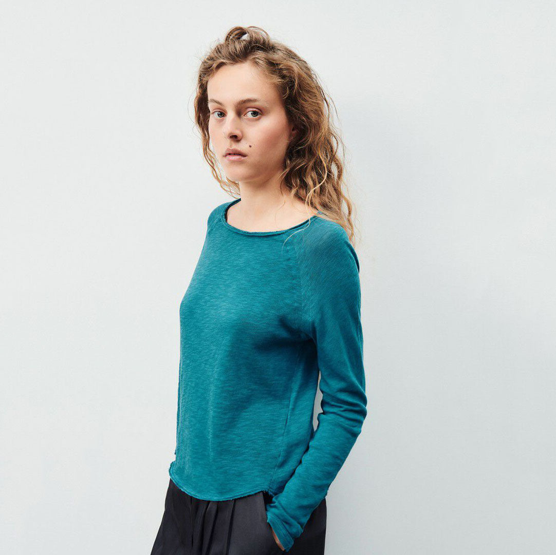 Women Peacock Blue Cotton T-Shirt