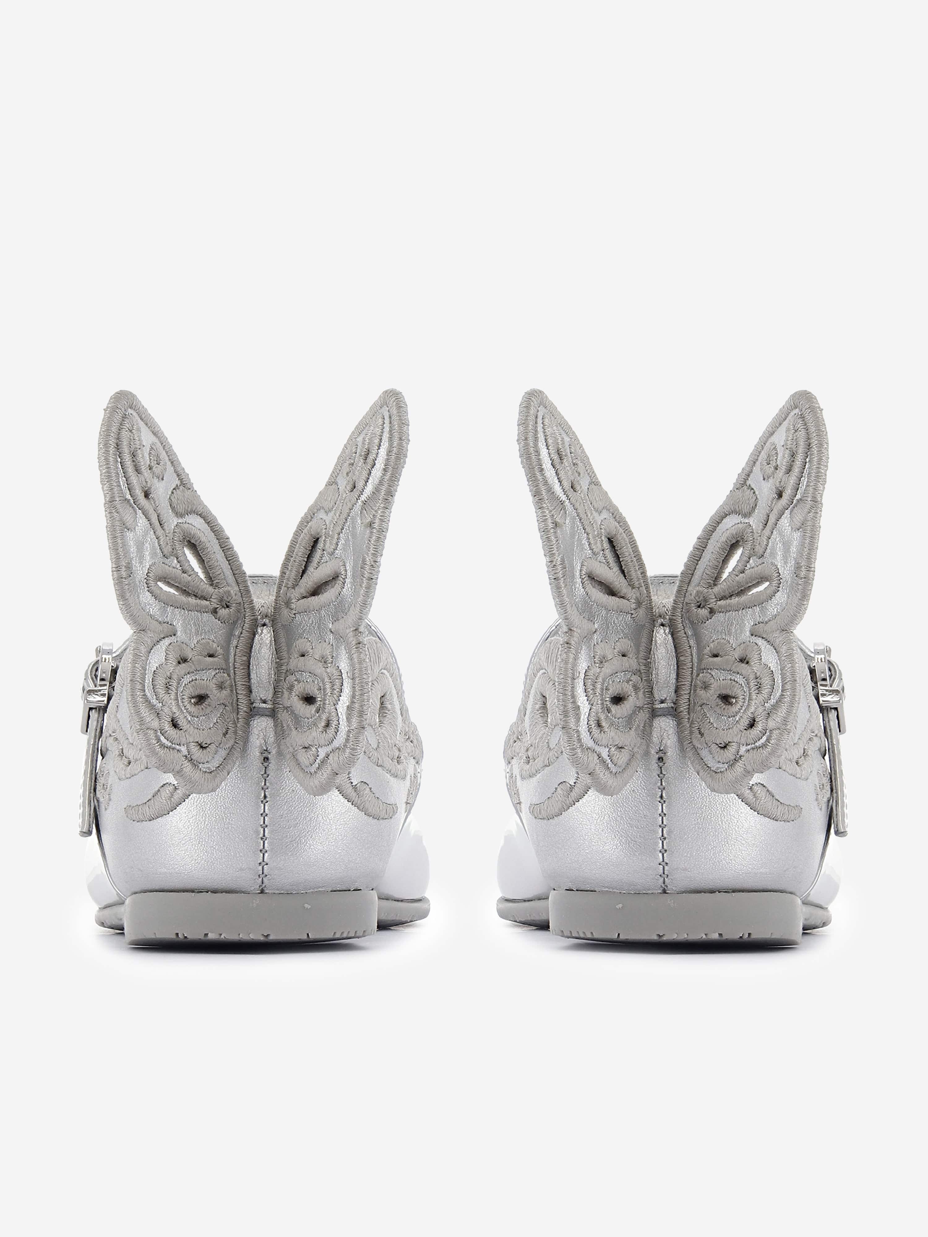 Sophia Webster Girls Chiara Broderie Flat in Silver