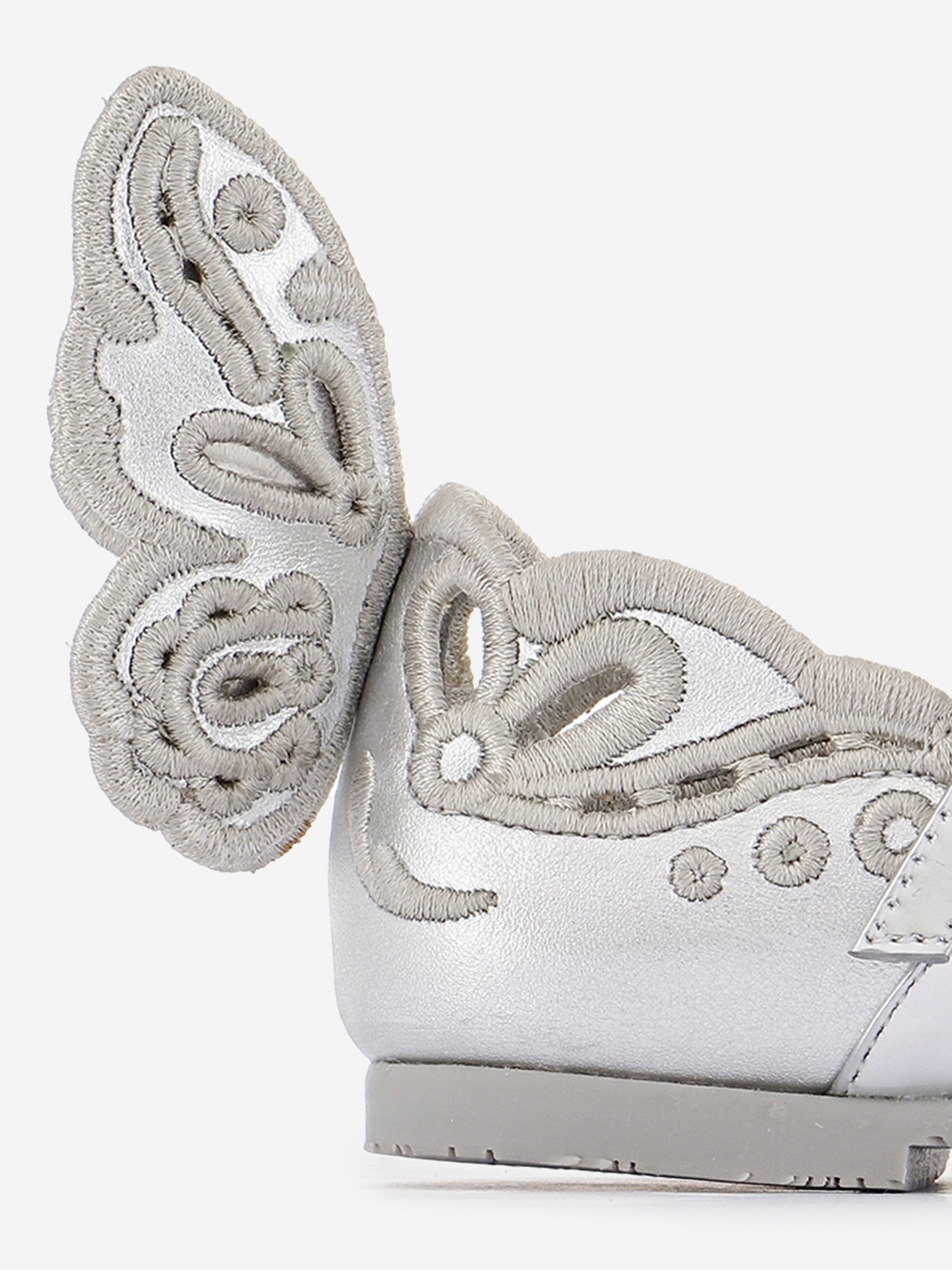 Sophia Webster Girls Chiara Broderie Flat in Silver