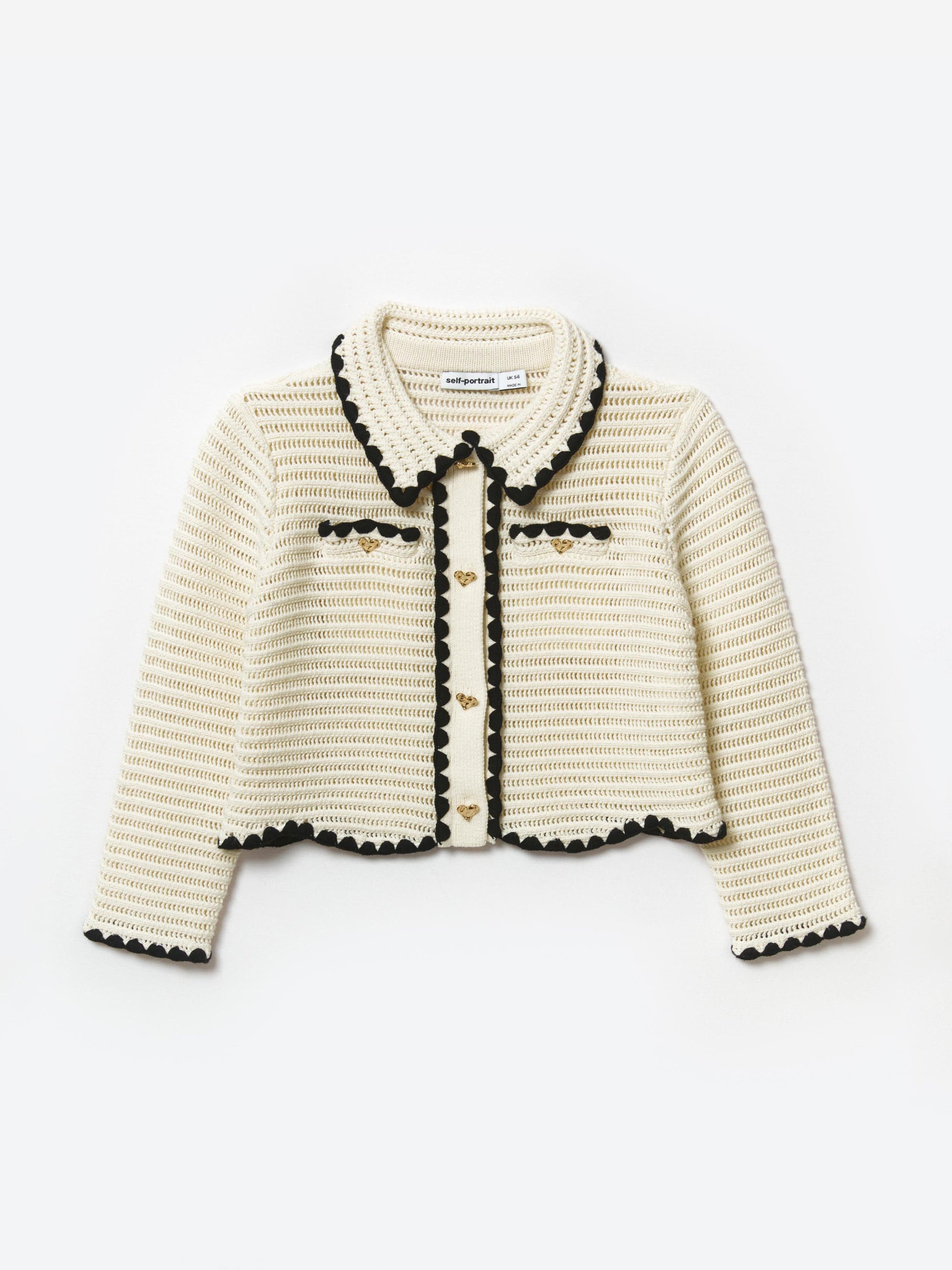 【送料&関税込】self-portrait Ivory Teddy Cardigan Self Portrait Girls Crochet Cardigan in Ivory