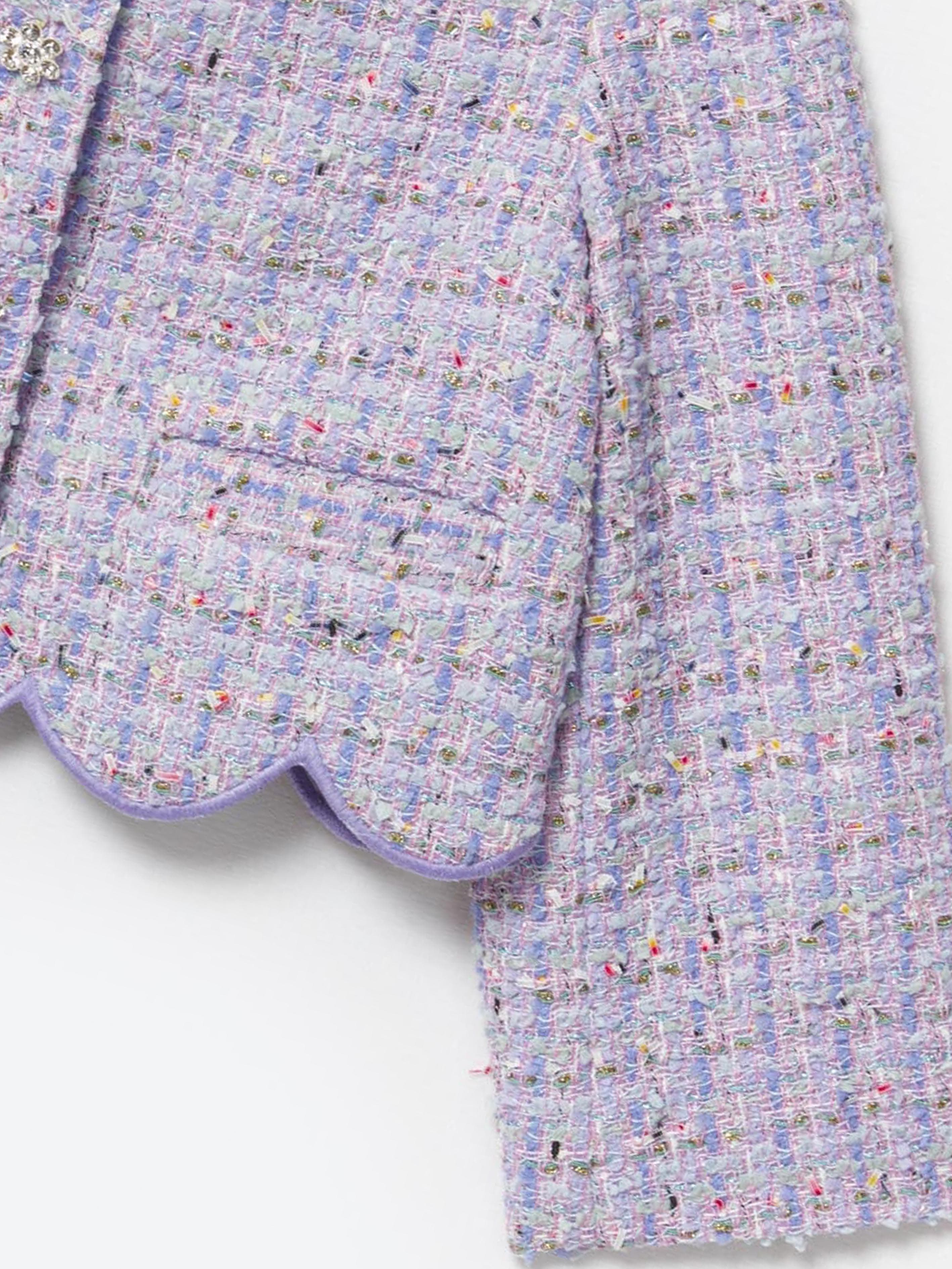 Self Portrait Girls Boucle Jacket in Purple