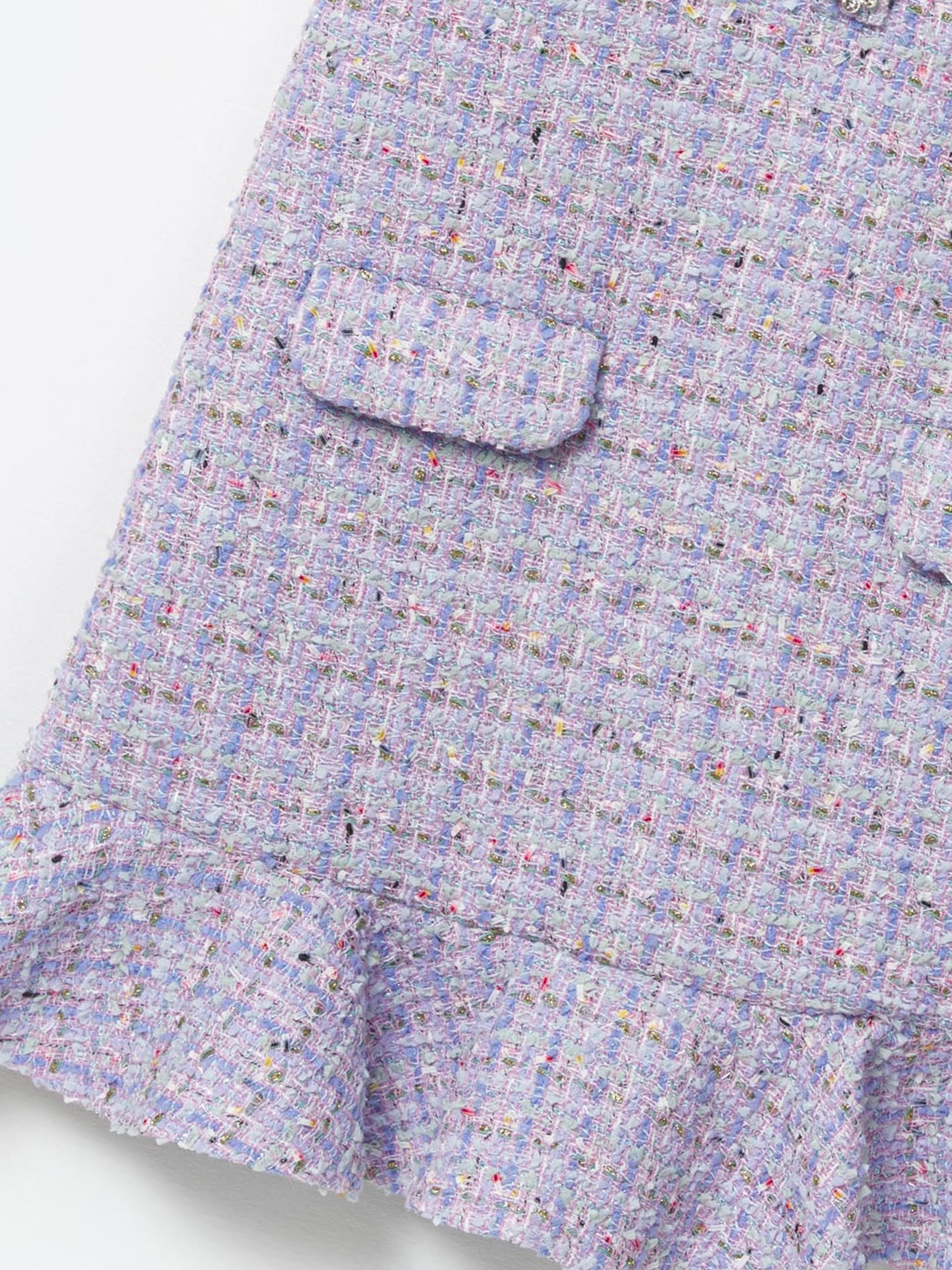 Self Portrait Girls Boucle Mini Dress in Purple