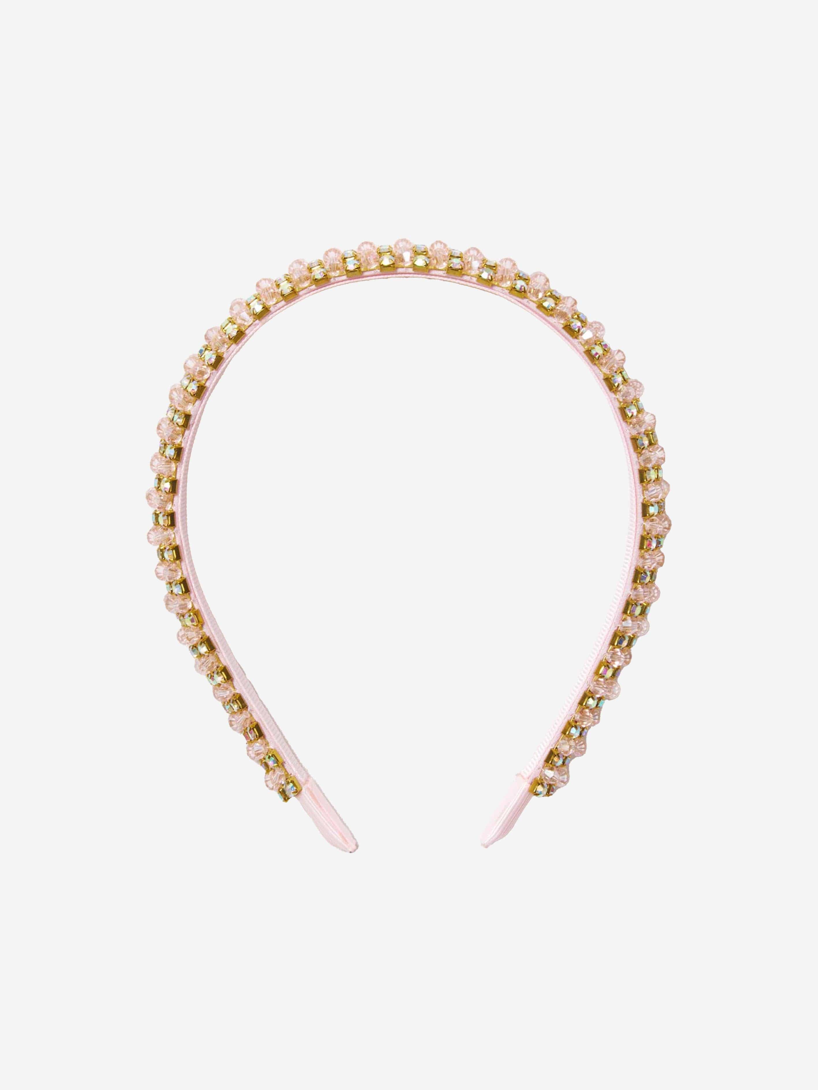 Self Portrait Girls Beaded Headband in Pink
