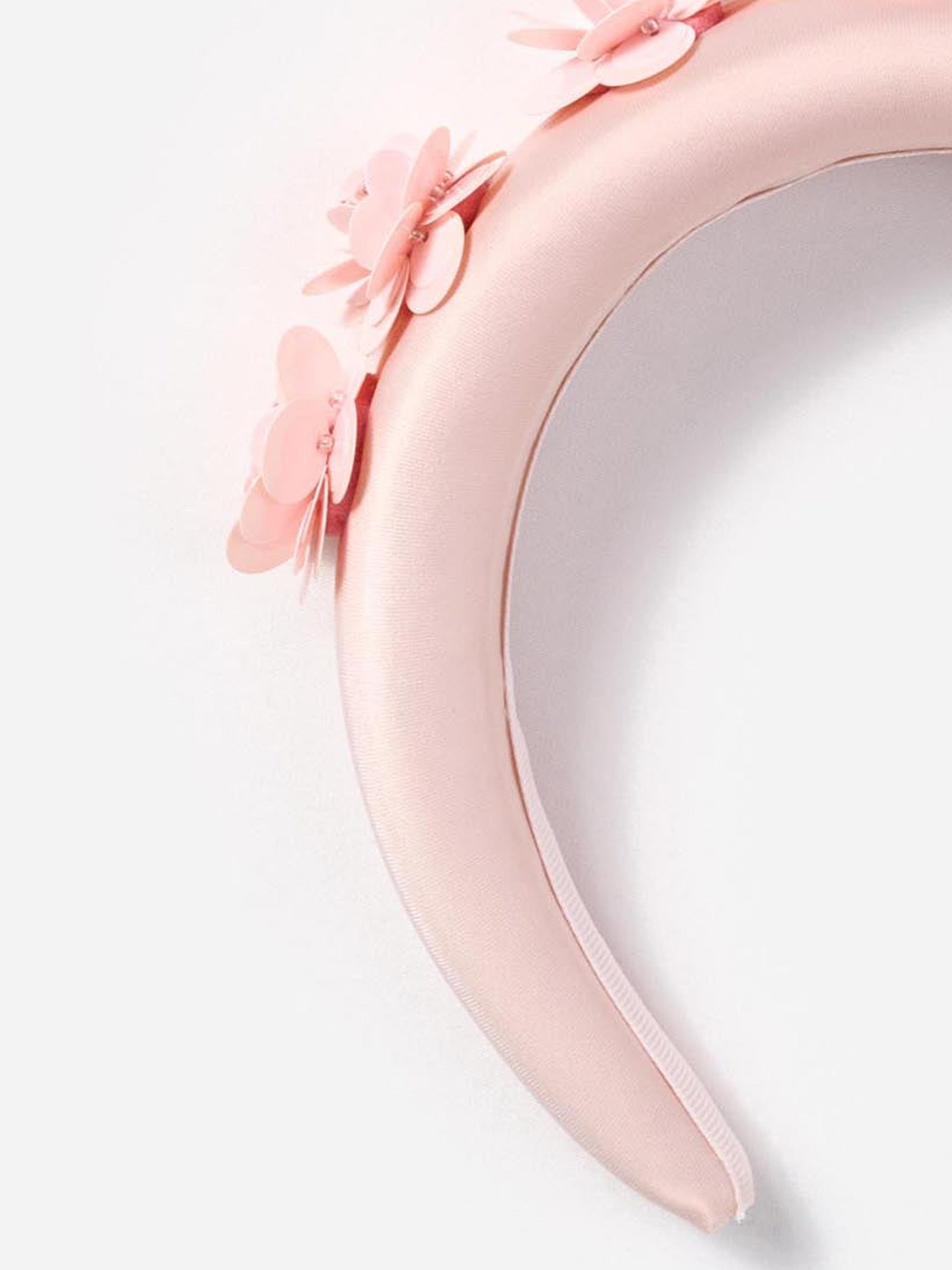 Girls Satin 3D Flower Headband in Pink