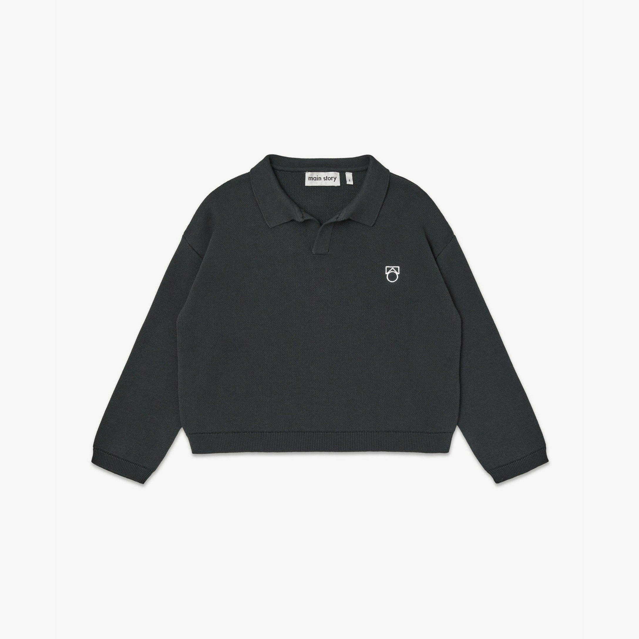 Boys & Girls Dark Grey Embroidered Logo Cotton Polo Shirt