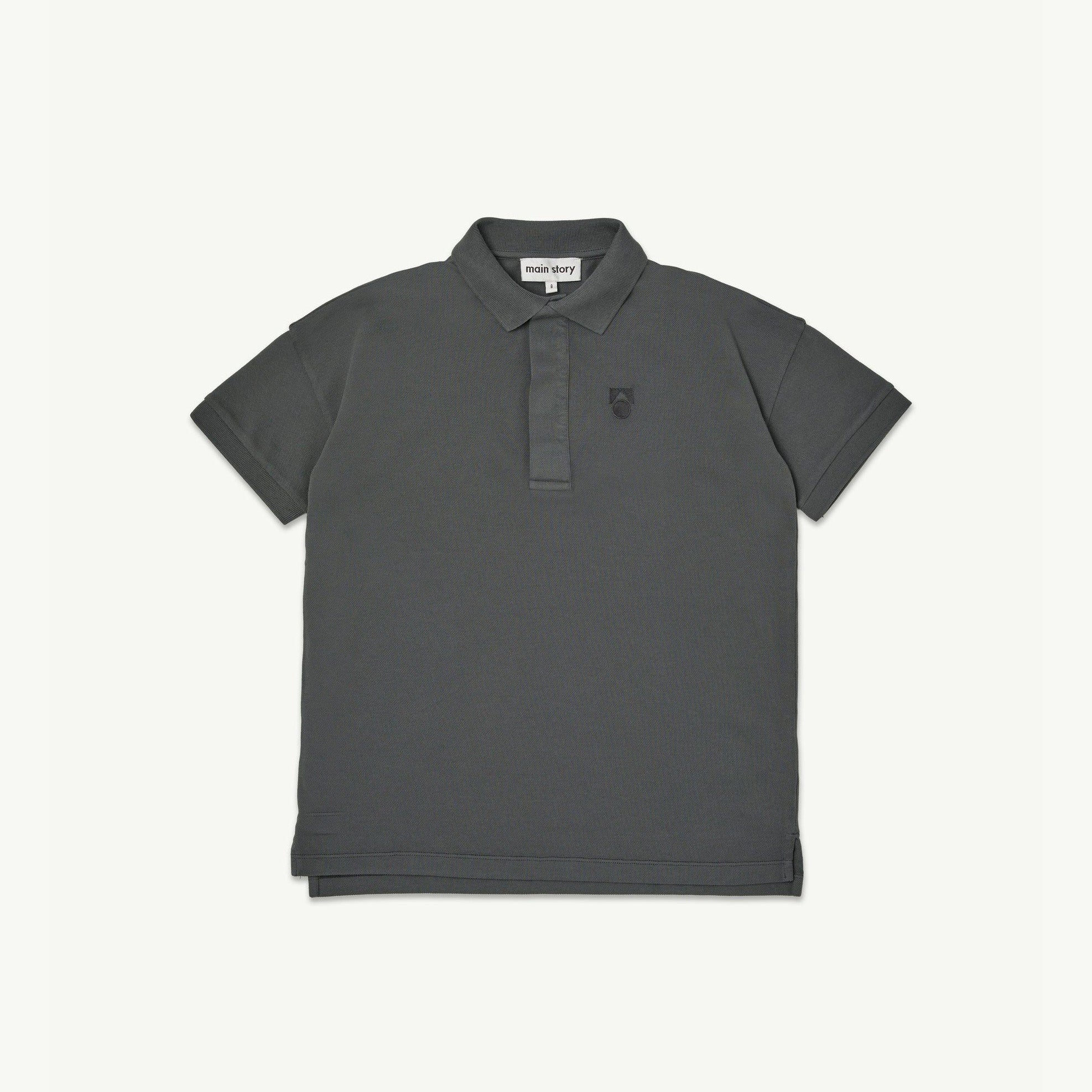 Boys & Girls Dark Grey Embroidered Logo Cotton Polo Shirt