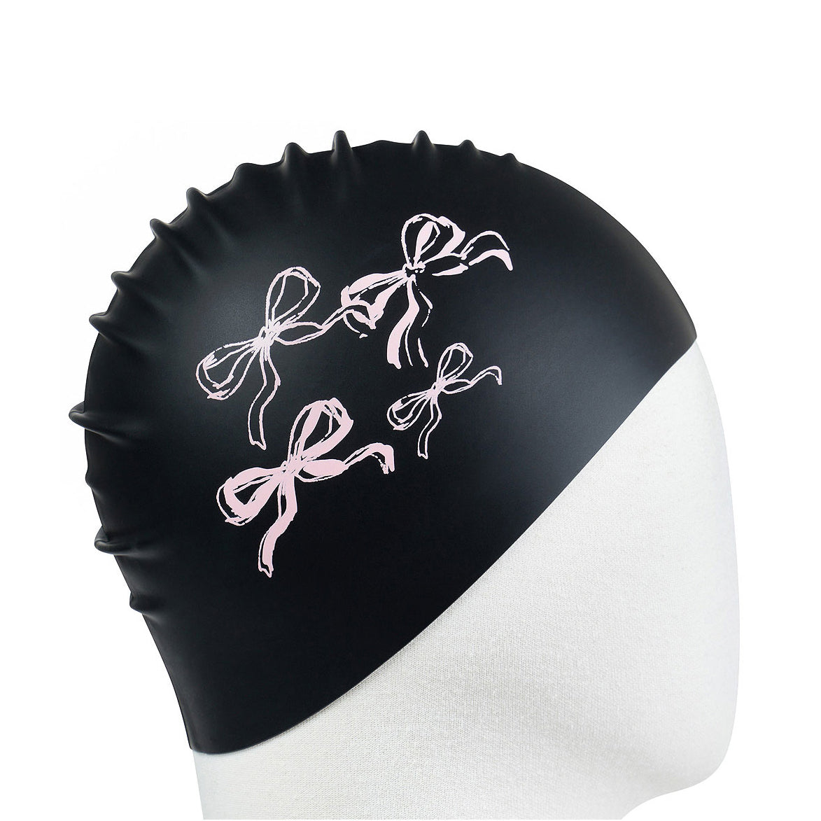 Adult Black Bow Silicone Swim Cap