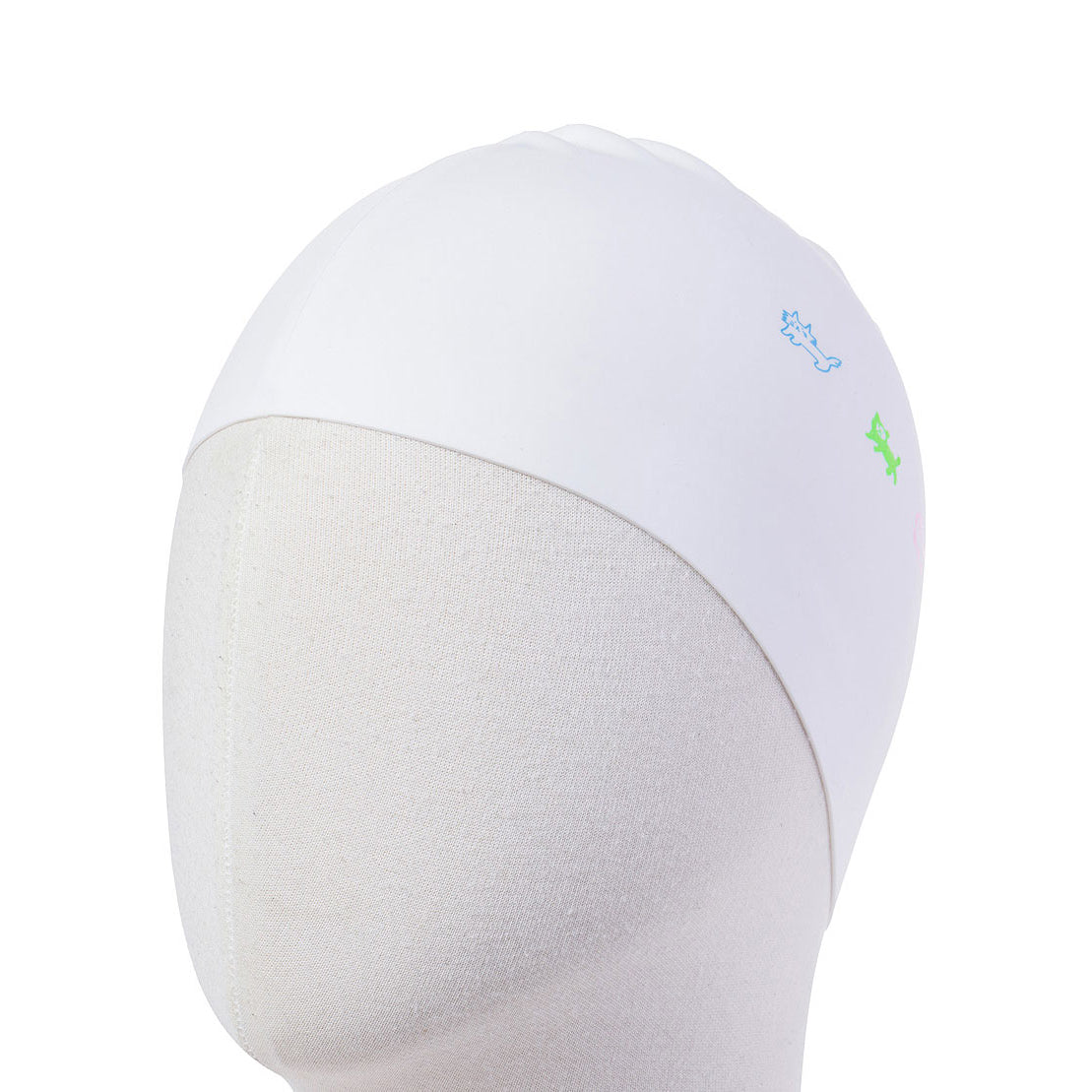 Adult White Printed Silicone Swim Cap