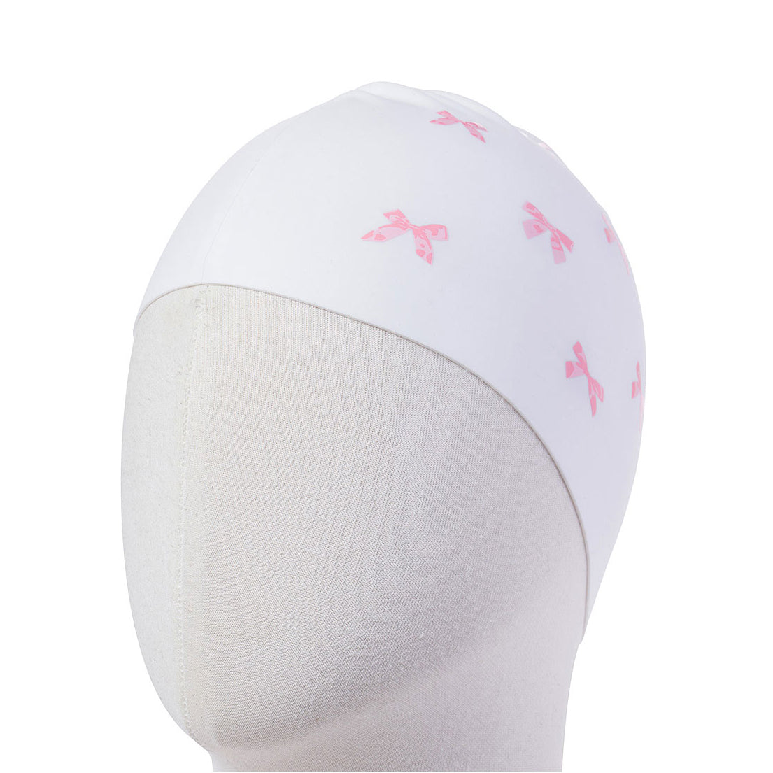 Adult White Bow Silicone Swim Cap