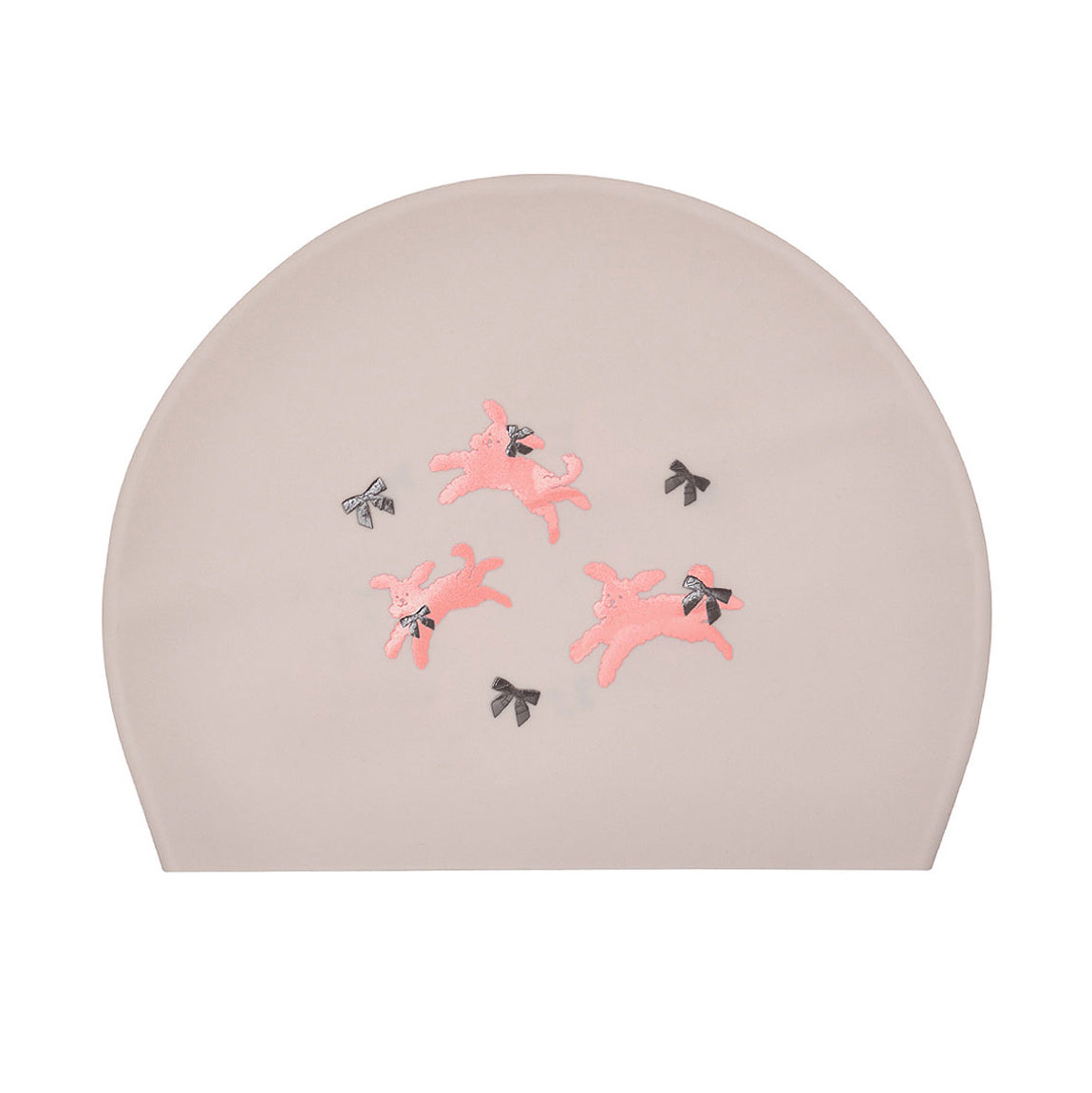 Adult Beige Printed Silicone Swim Cap