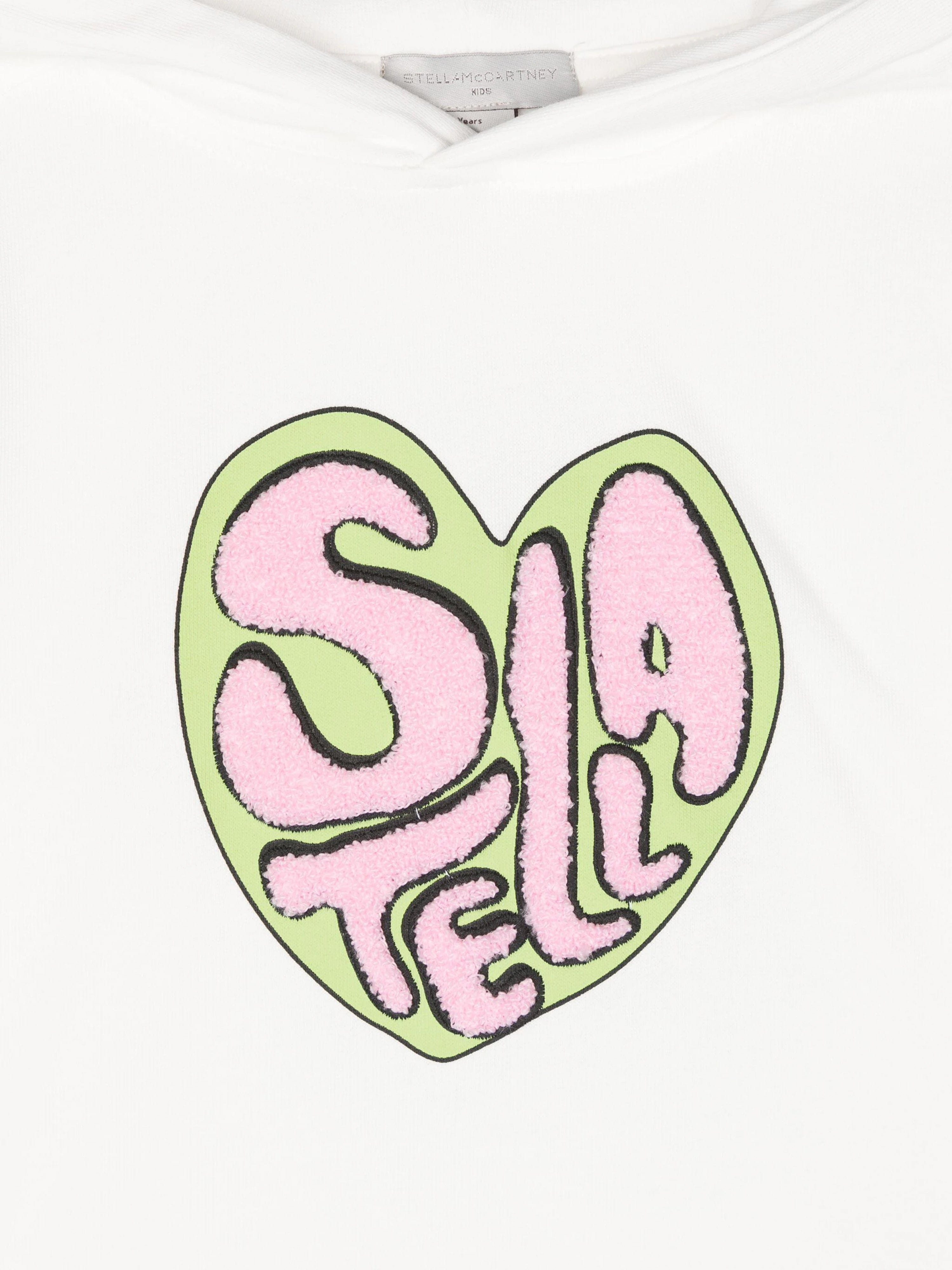 Stella McCartney Girls Heart Logo Hoodie in Ivory