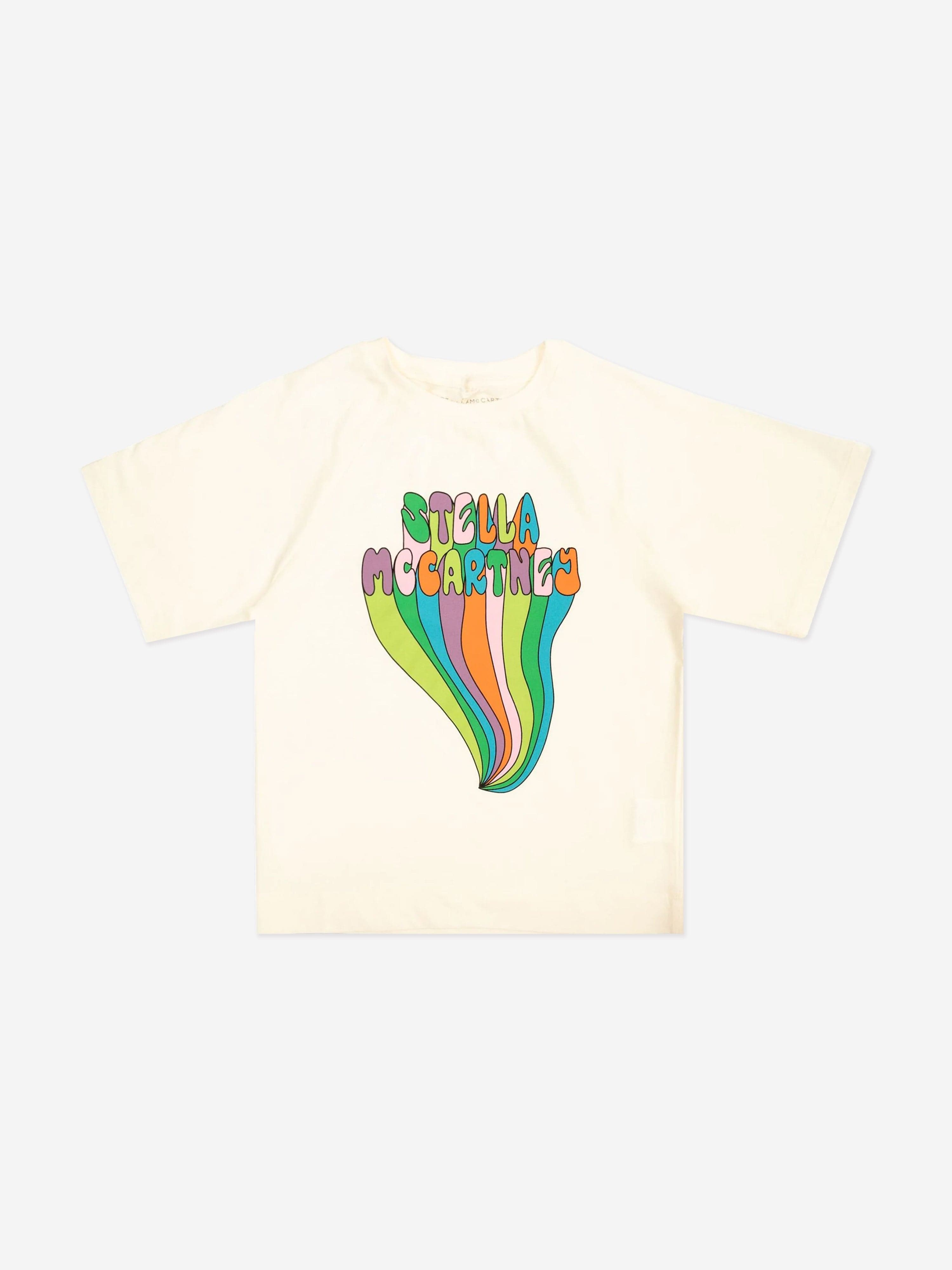 Stella McCartney Girls Logo Print T-Shirt in Ivory