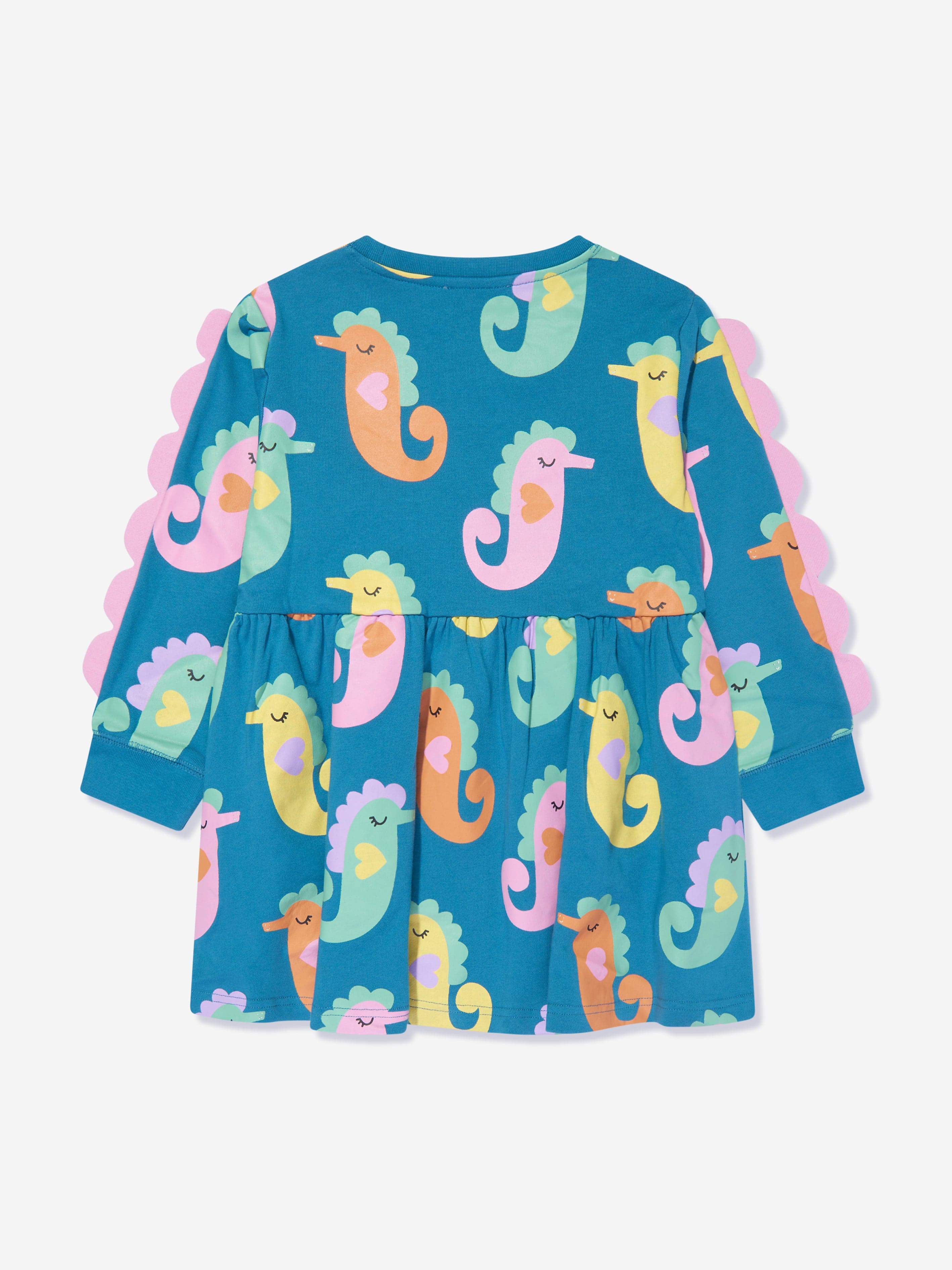 Stella McCartney Girls Seahorses Jersey Dress in Blue