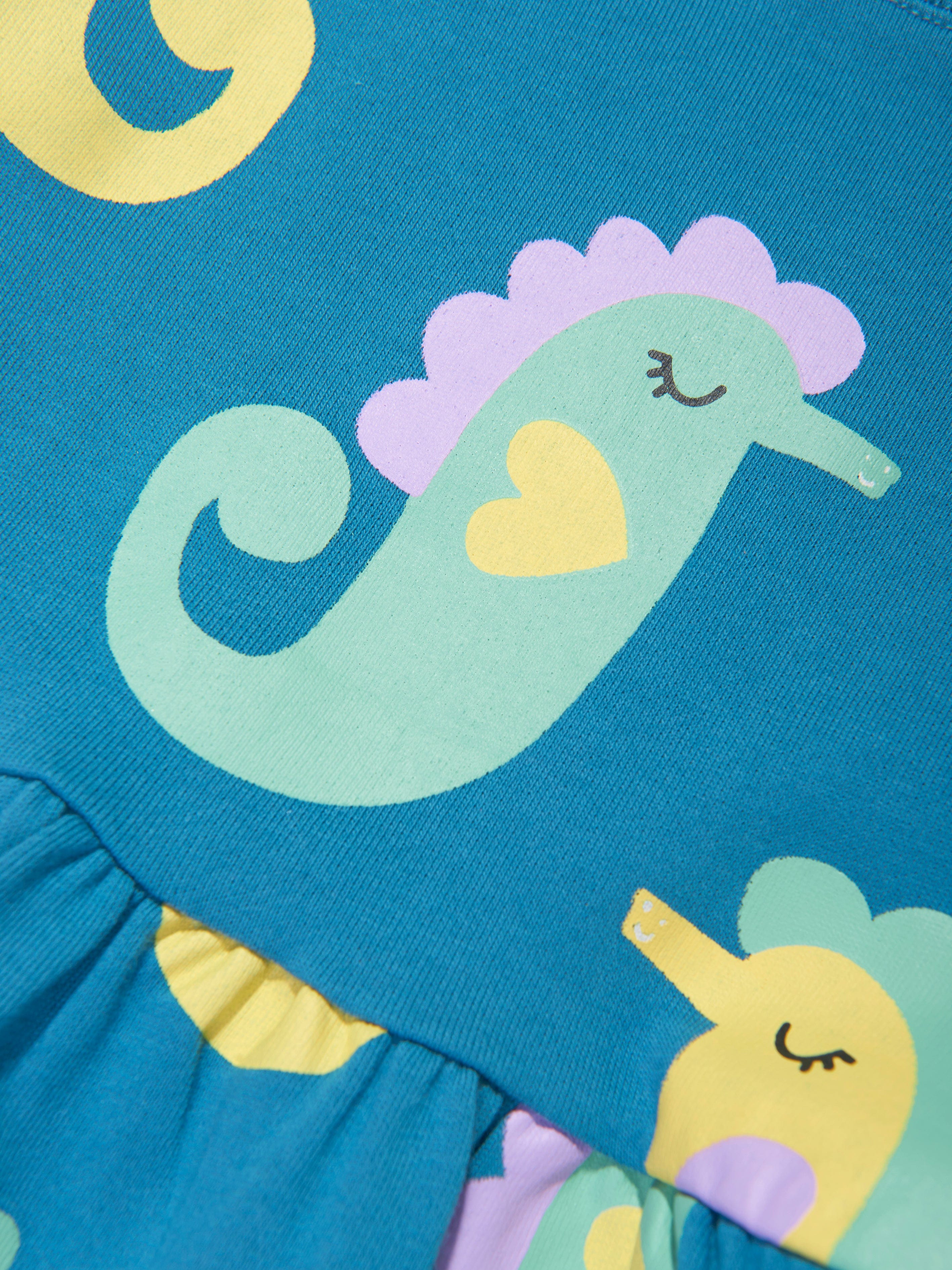 Stella McCartney Girls Seahorses Jersey Dress in Blue