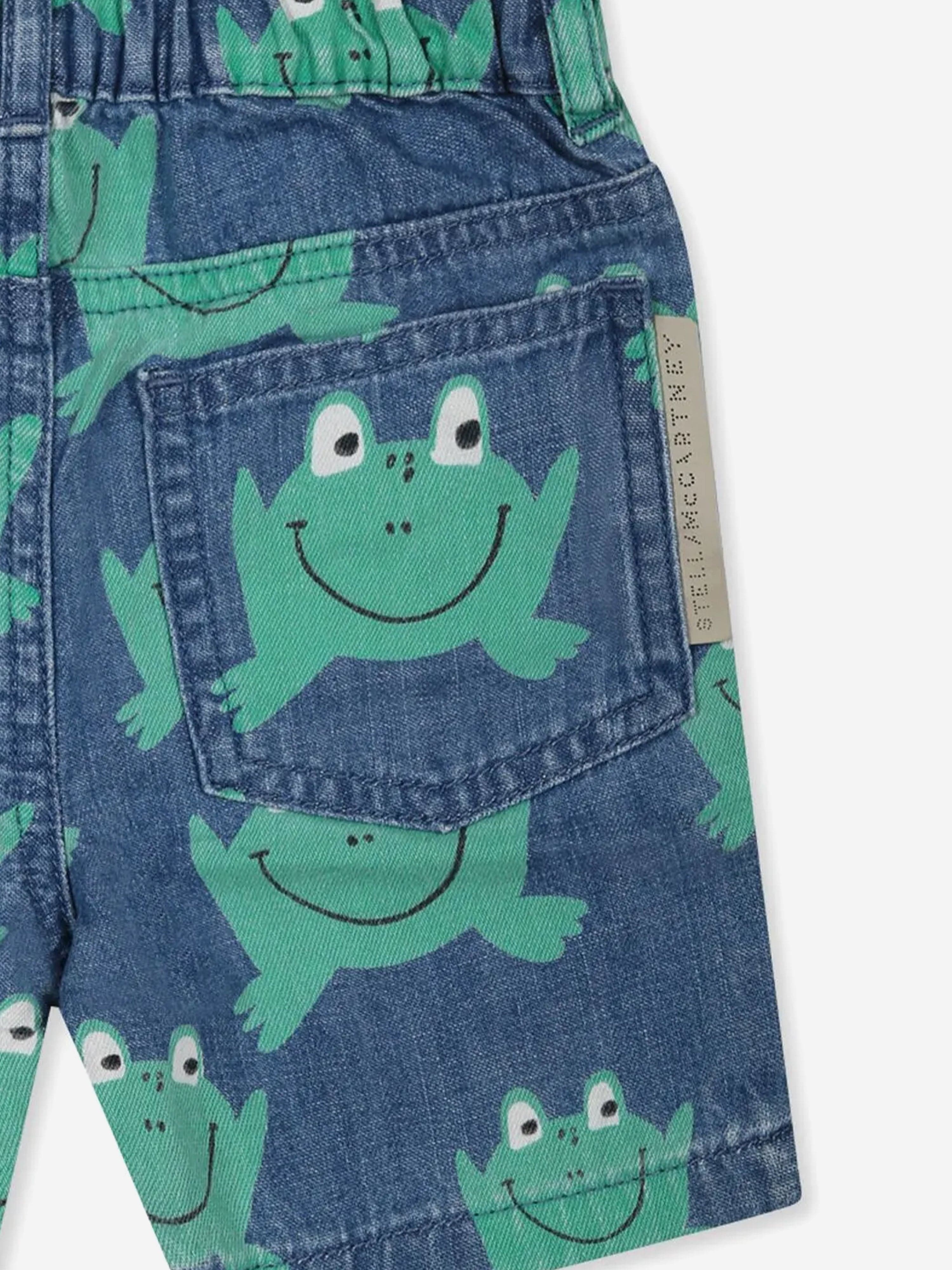 Baby Boys Denim Frog Shorts in Blue