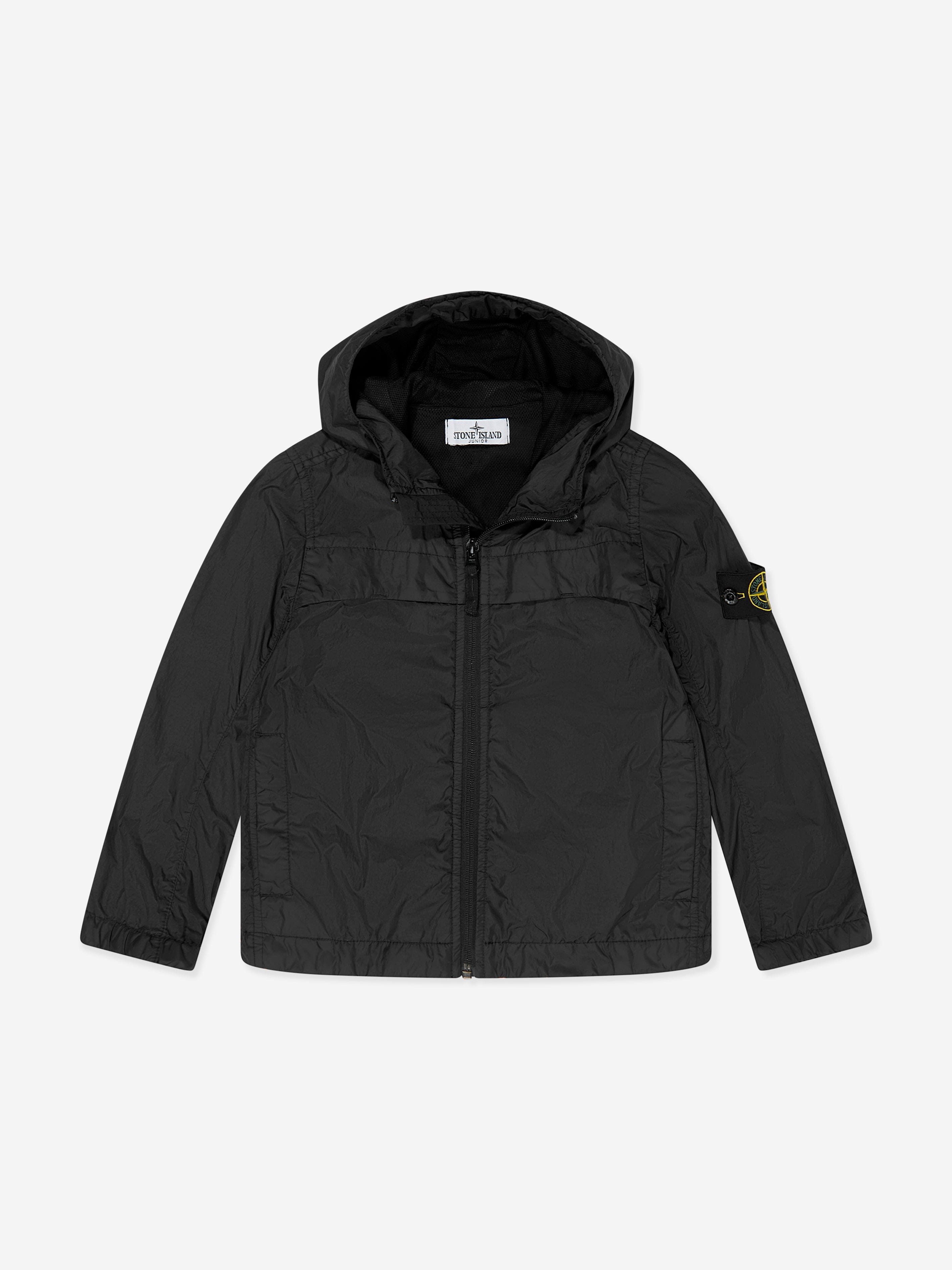 Boys Hooded Zip Up Jacket in Black