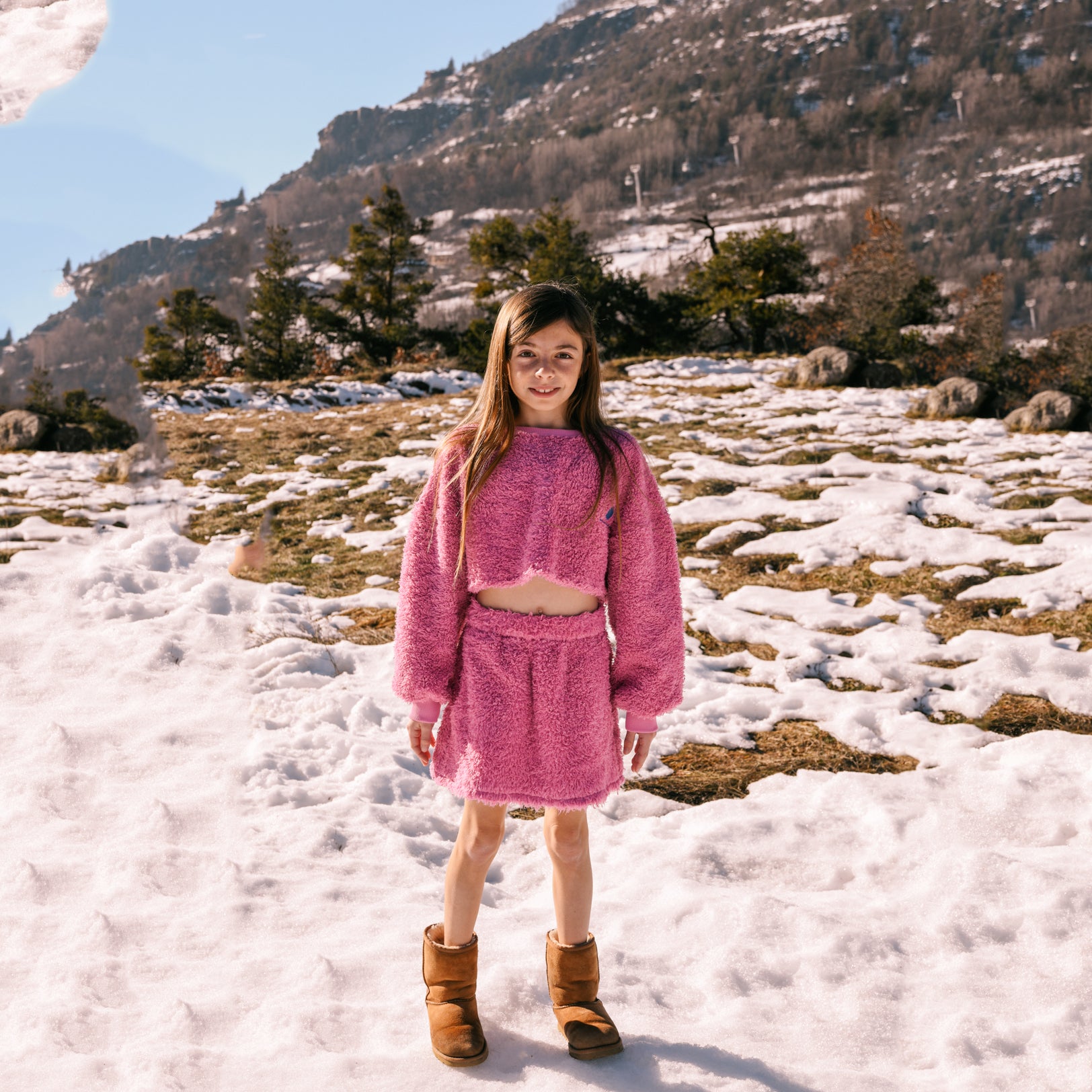 Girls Pink Fleece Skirt