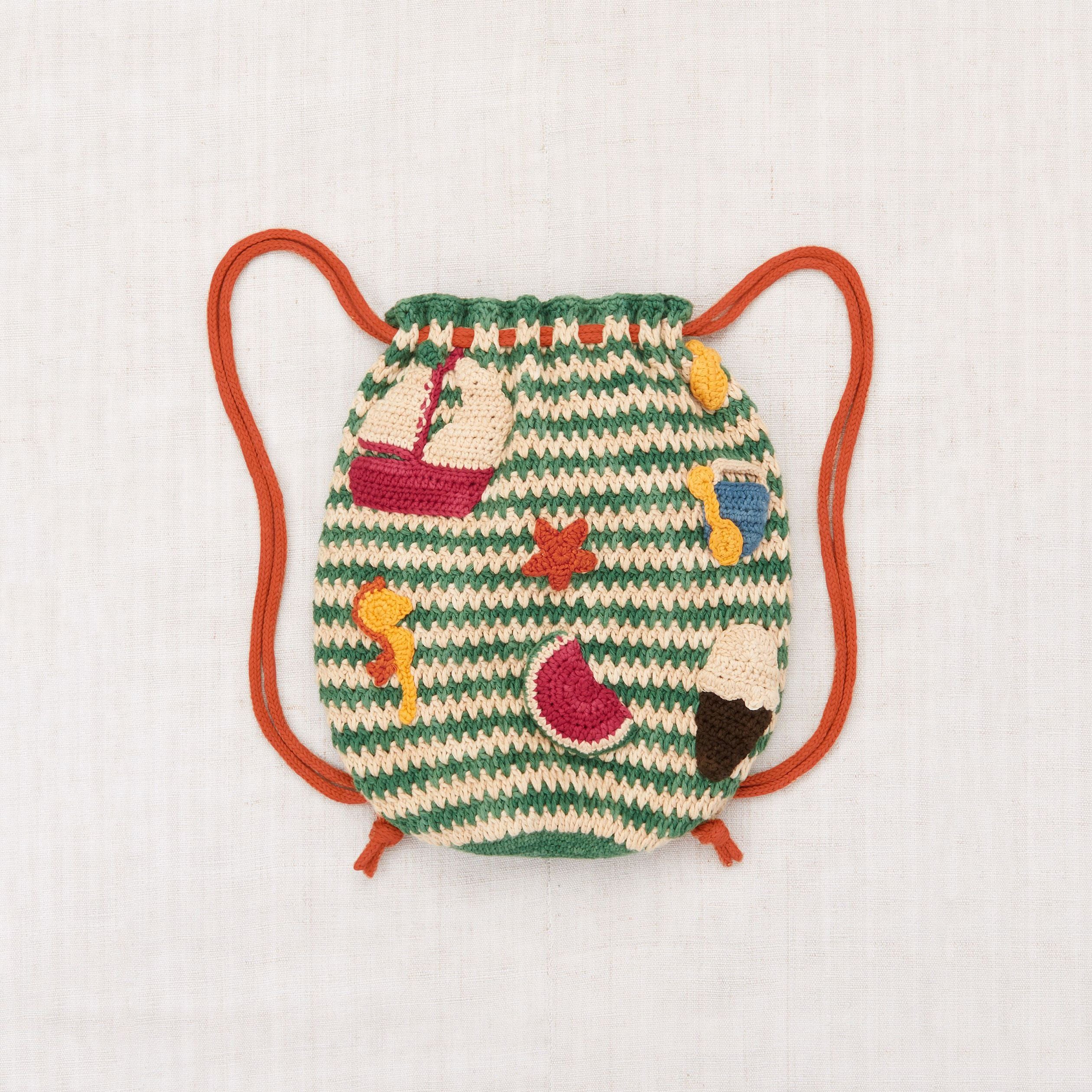 Boys & Girls Green Knit Drawstring Backpack