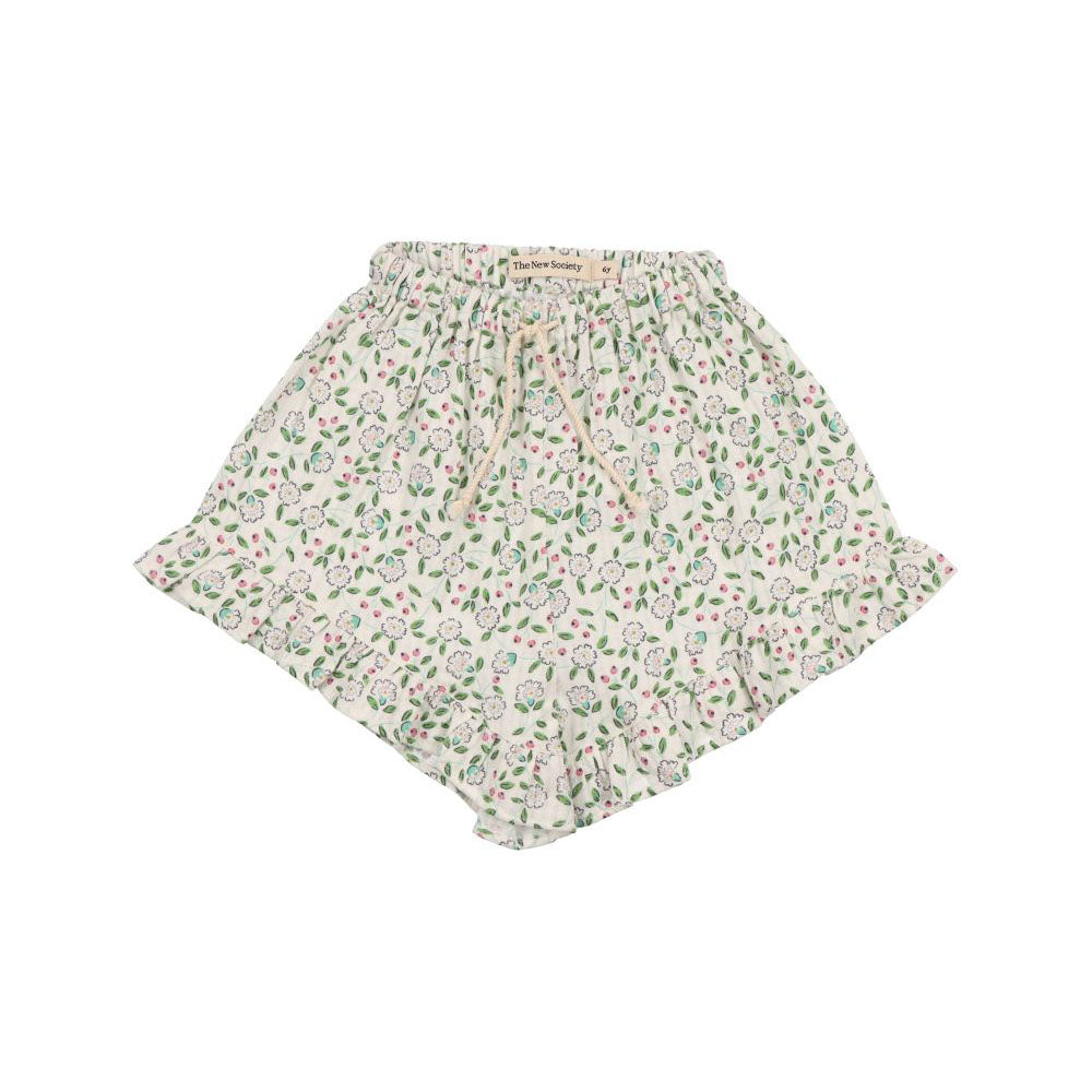 Girls Green Floral Cotton Shorts