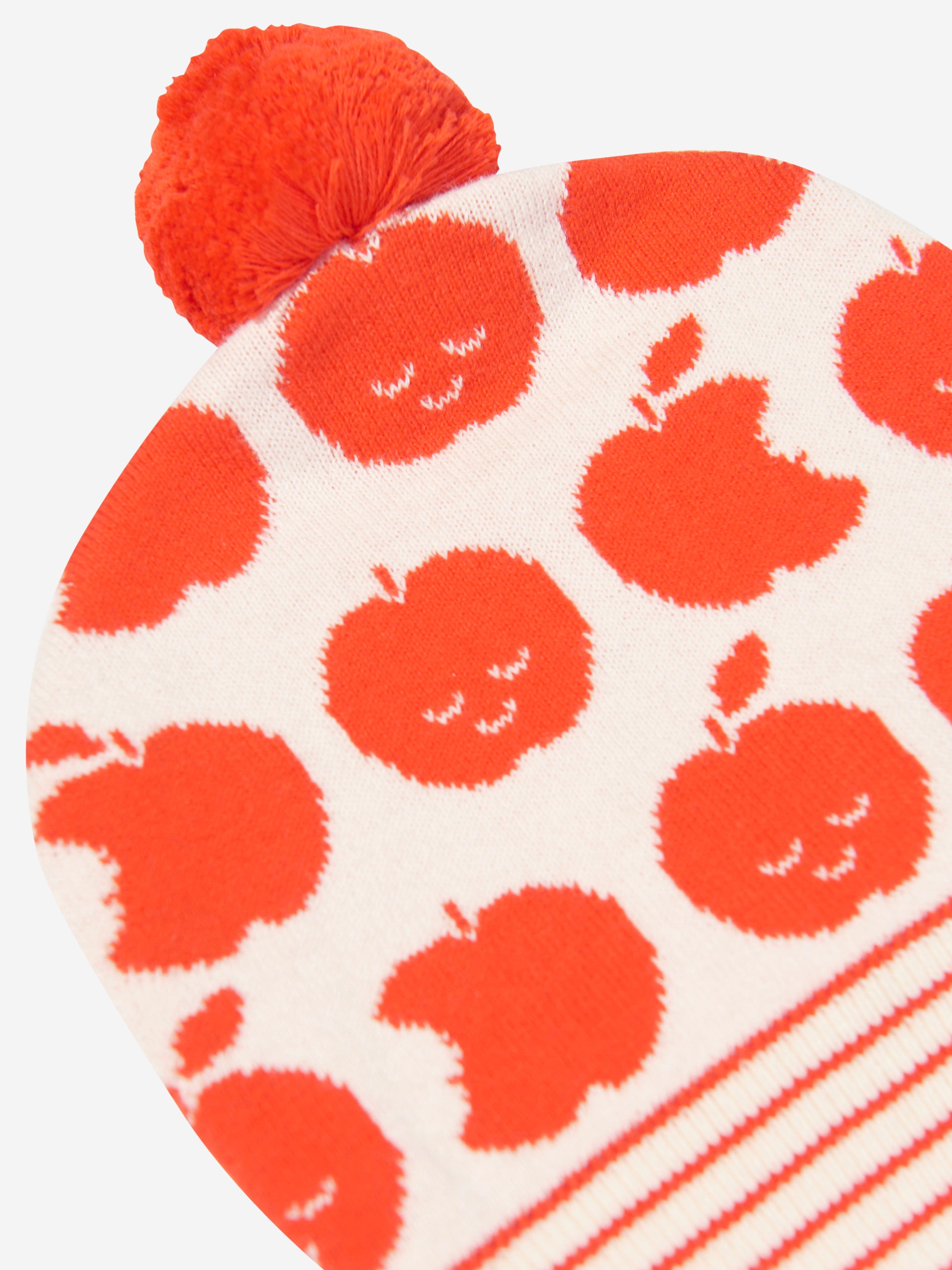 The Bonnie Mob Kids Apple Knit Bobble Hat in Red