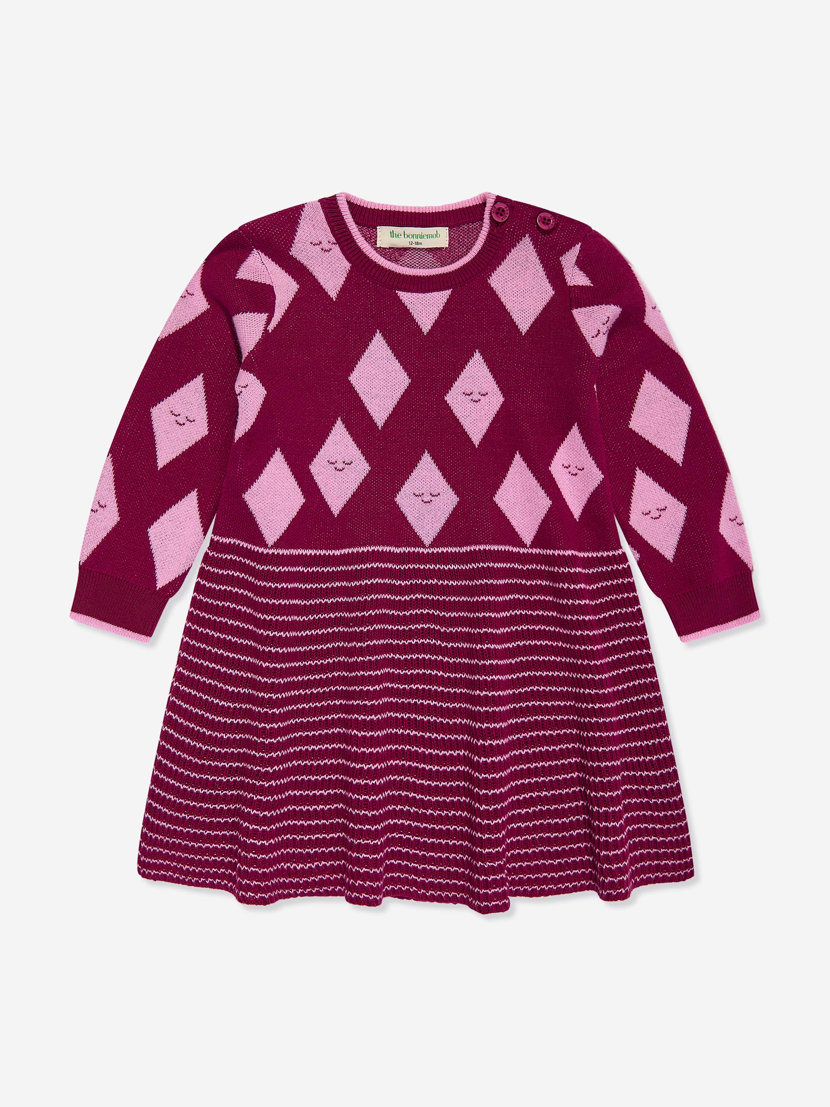 Girls Auburn Diamond Knit Dress in Purple