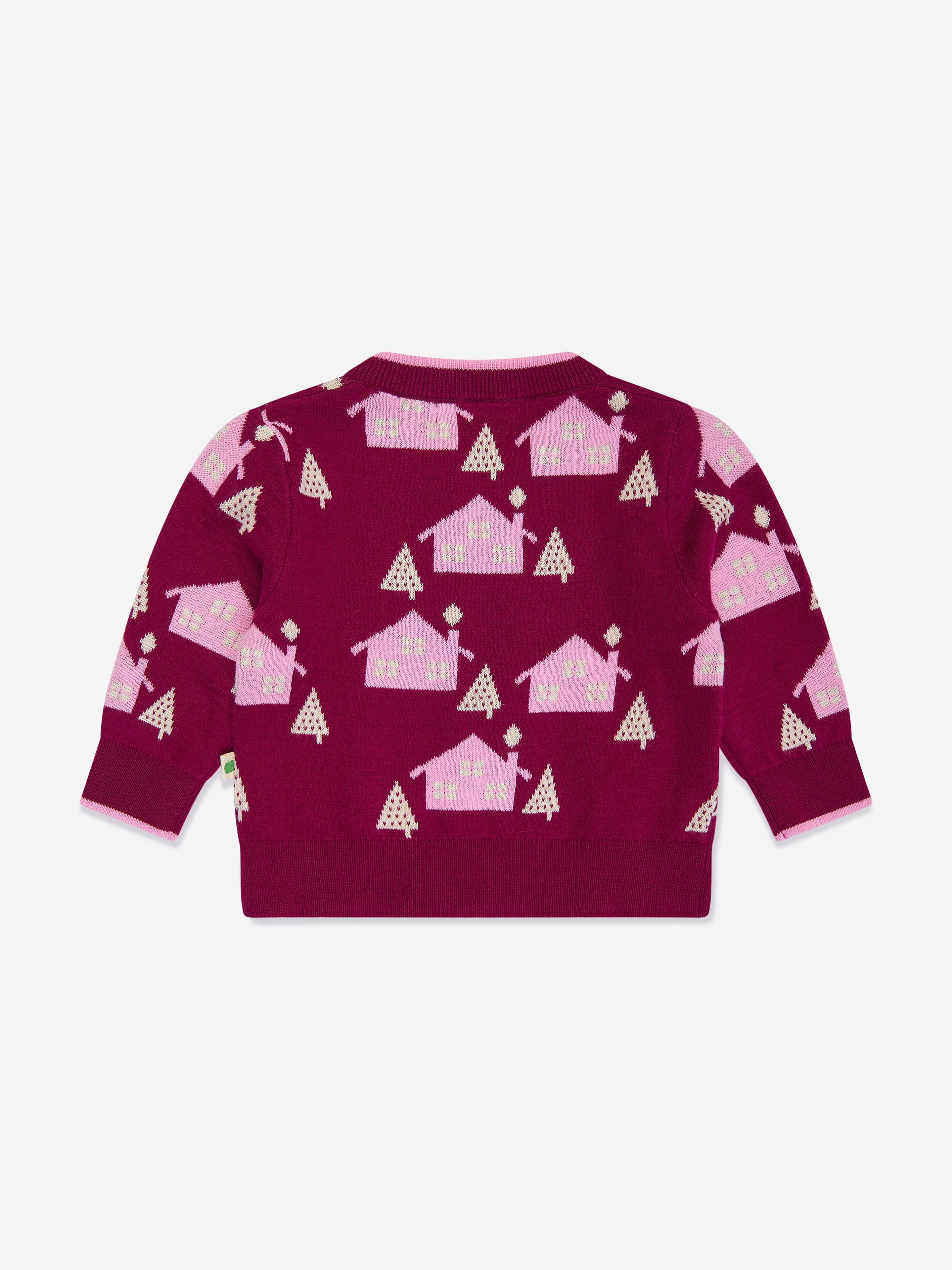 Girls Fir Cabin Knit Cardigan in Purple