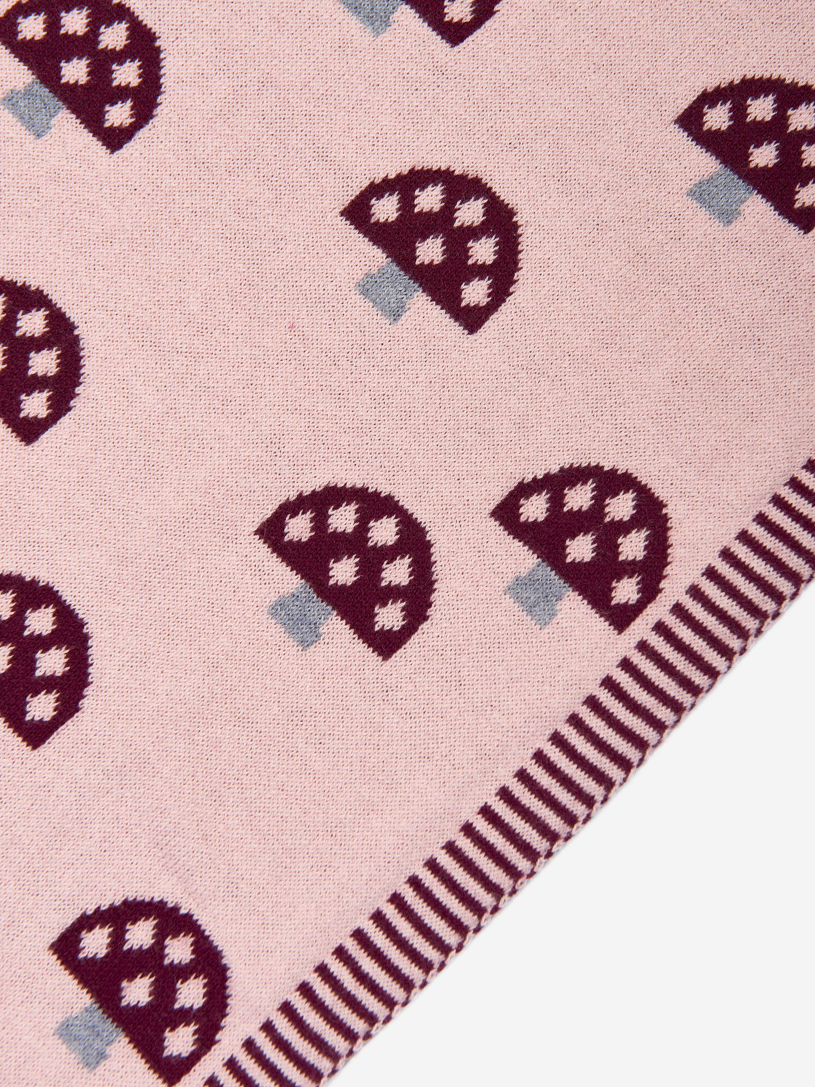 Baby Girls Scout Mushroom Knit Shawl in Pink