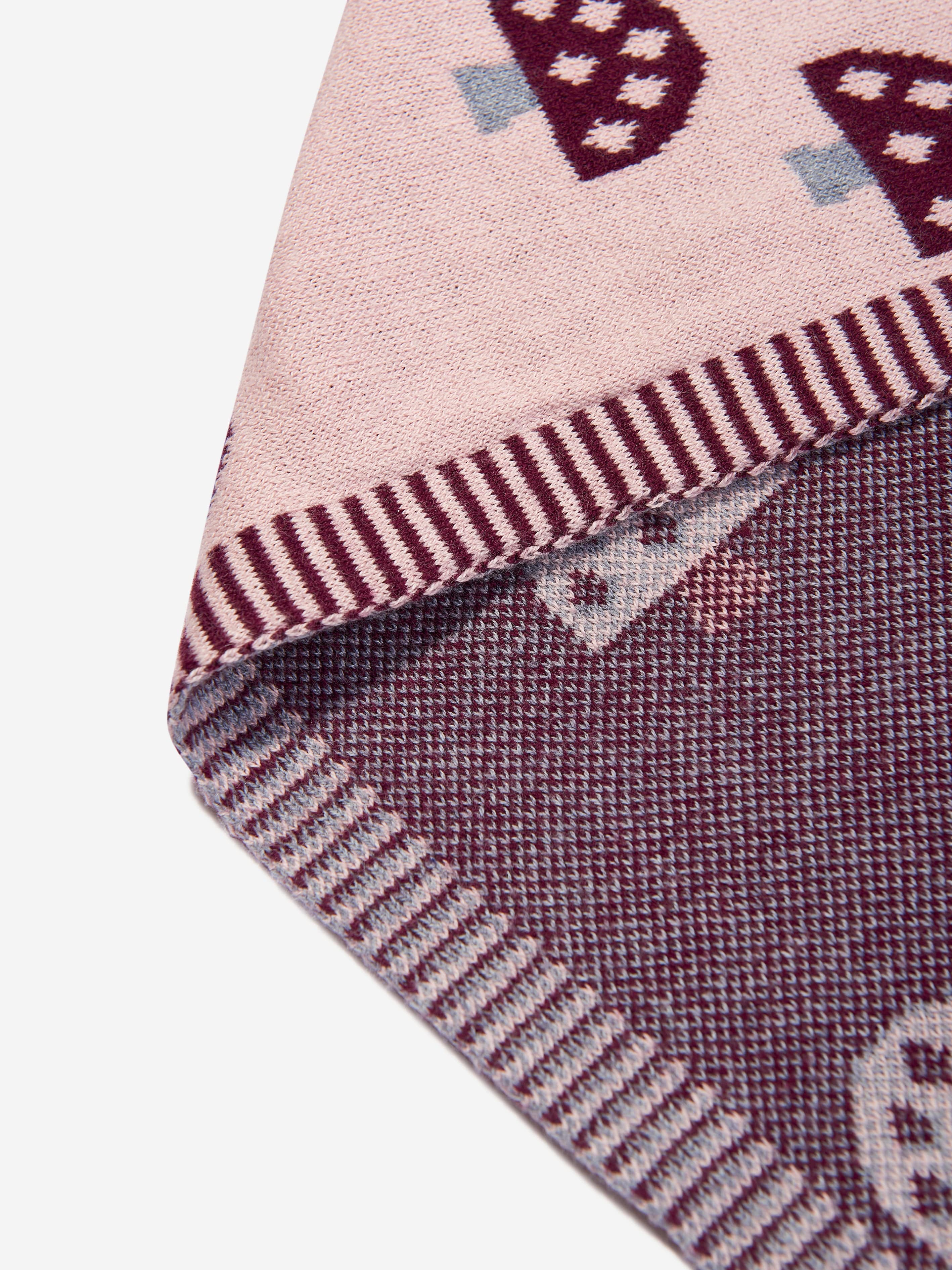 Baby Girls Scout Mushroom Knit Shawl in Pink