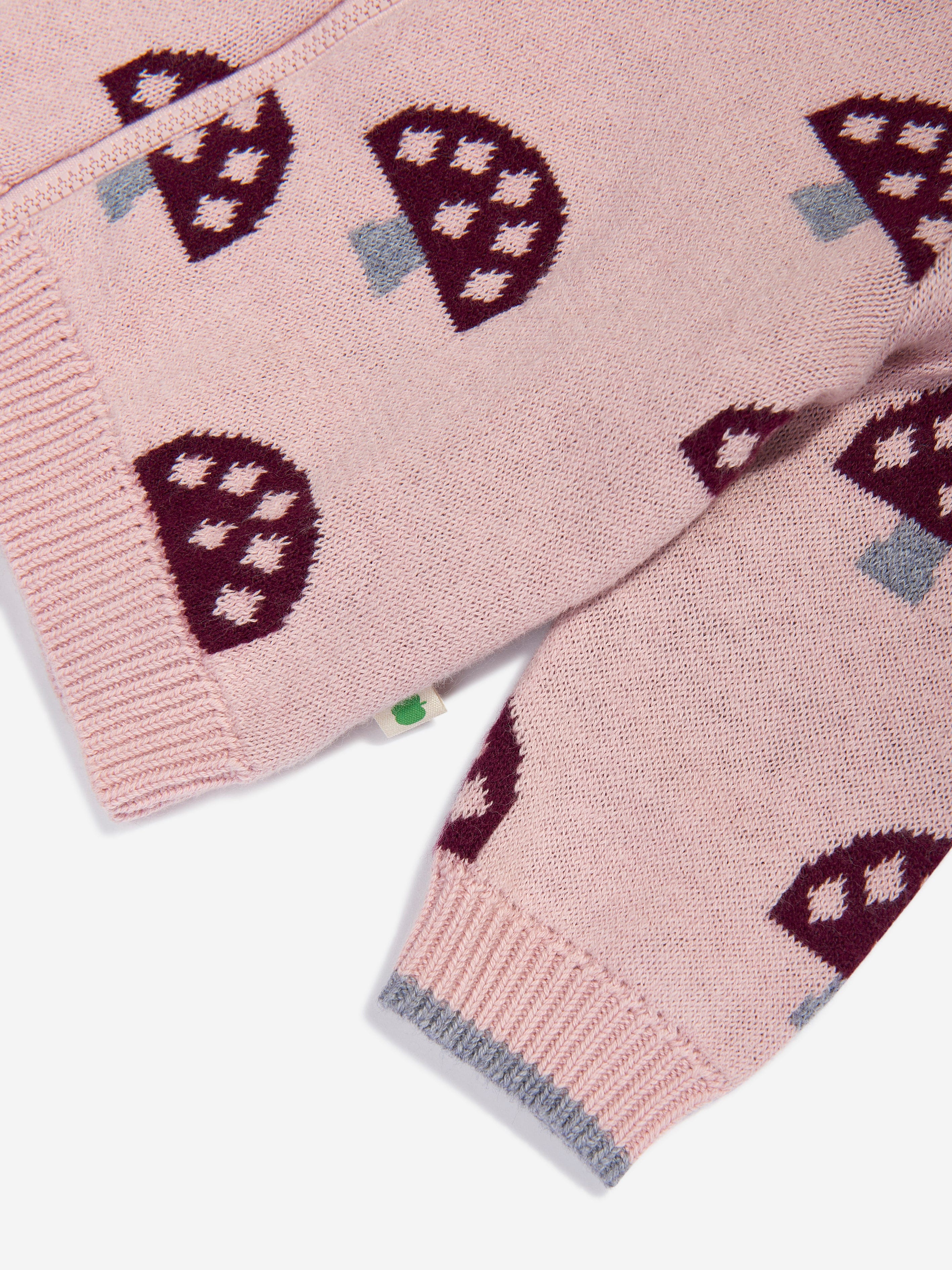 Girls Mushroom Knit Cardigan in Pink