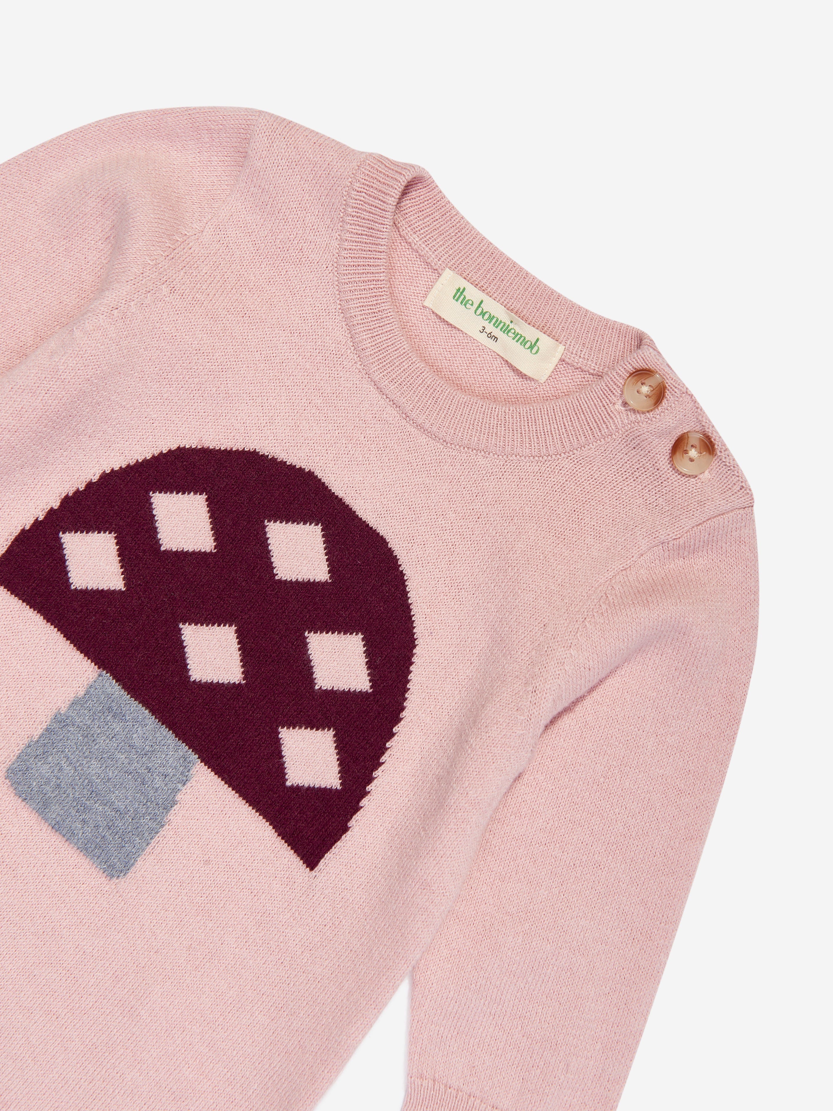 Baby Girls Sorrel Mushroom Knit Romper in Pink