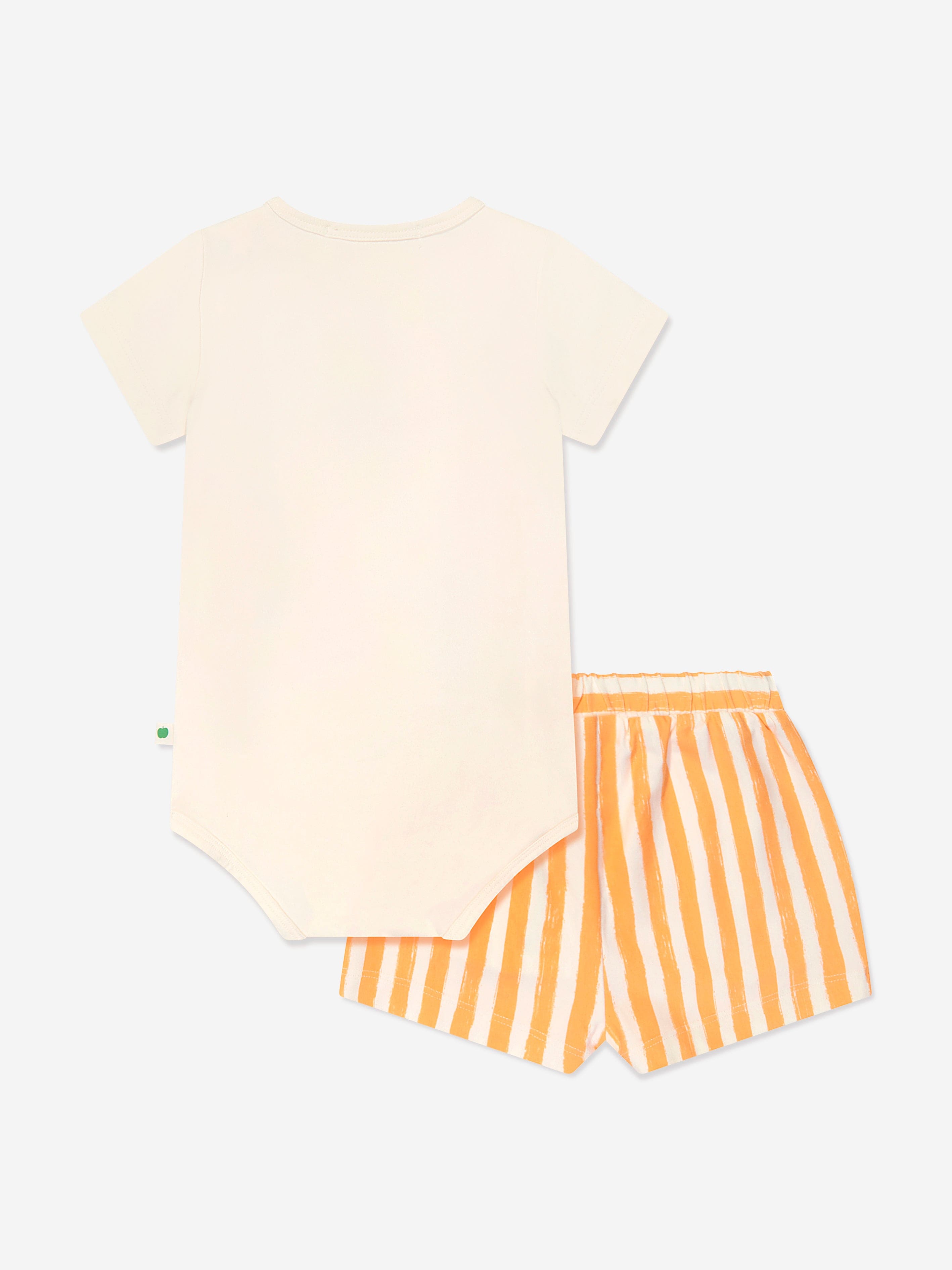 The Bonnie Mob Baby Boys Creek and Coley Striped Short Set in Orange