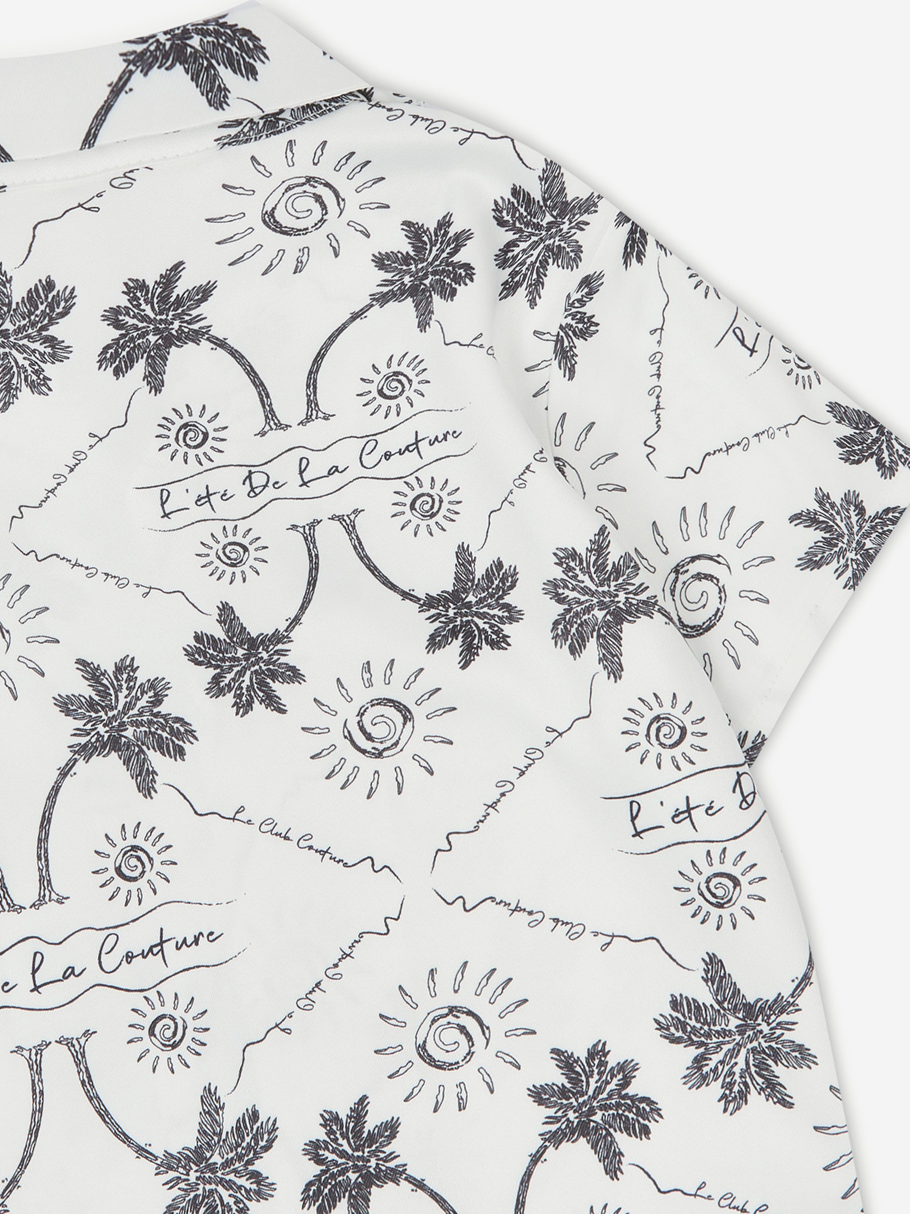 The Couture Club Kids Palm Print Embroidered Shirt in White