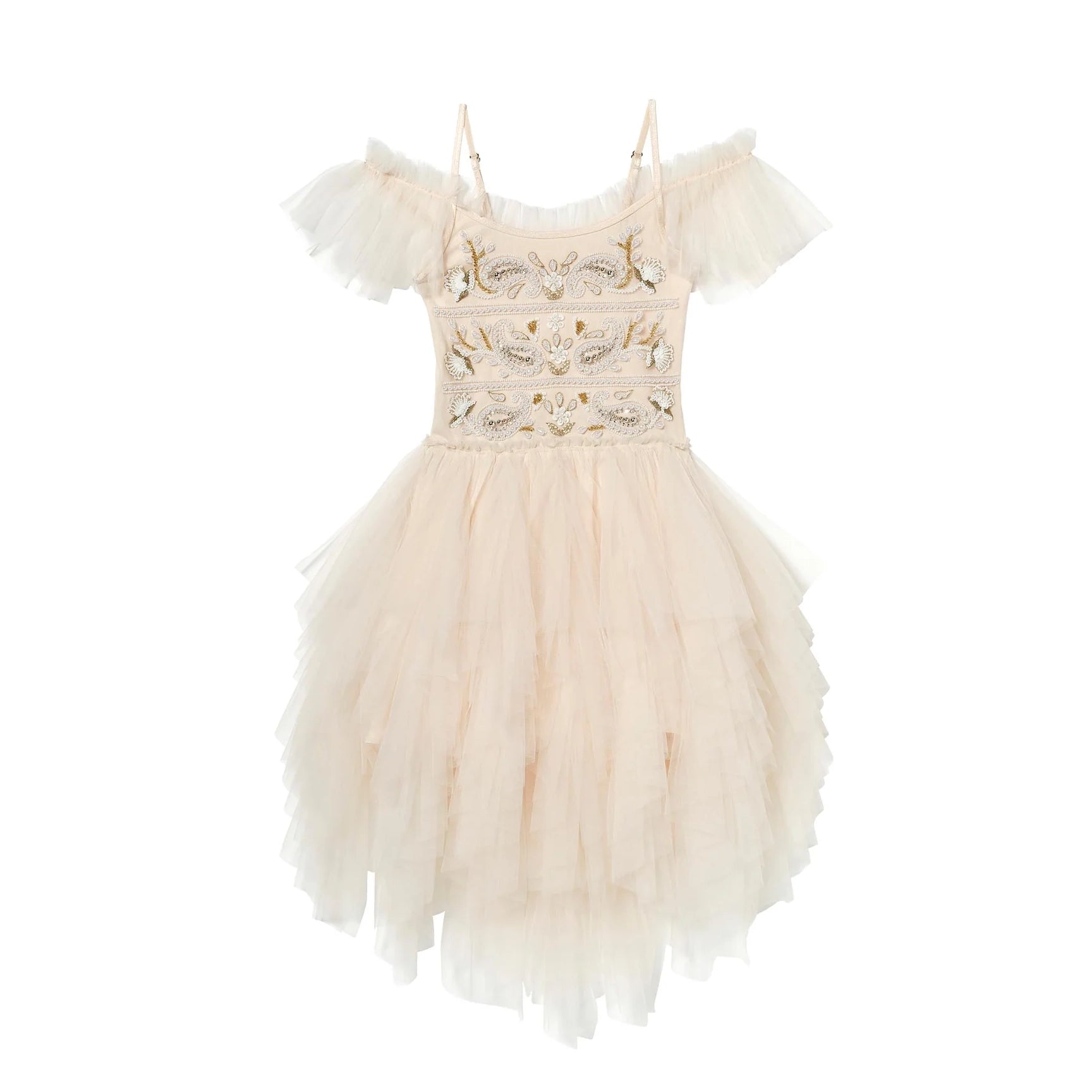 Girls Beige Pearls Tutu Dress