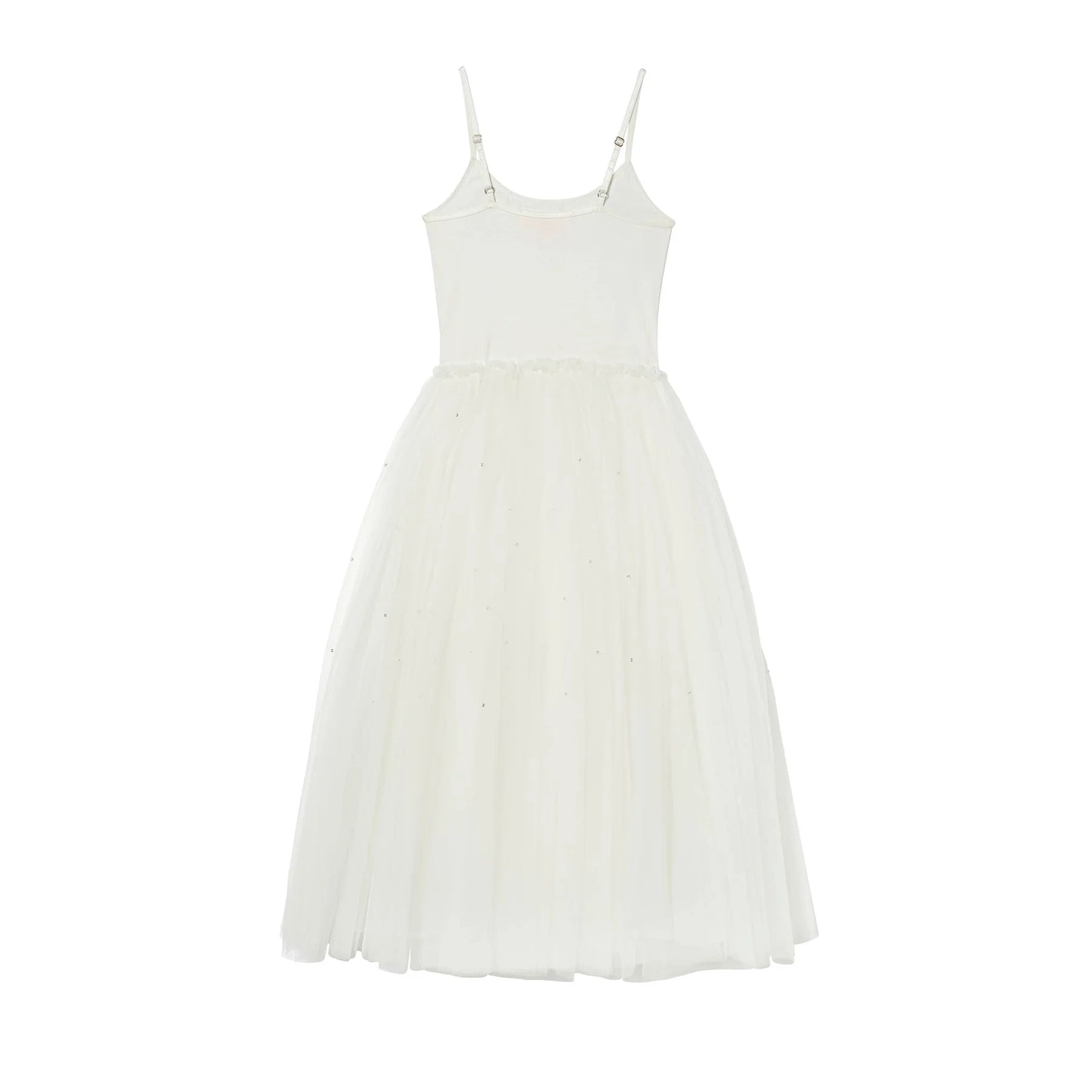 Girls White Beads Strap Tutu Dress
