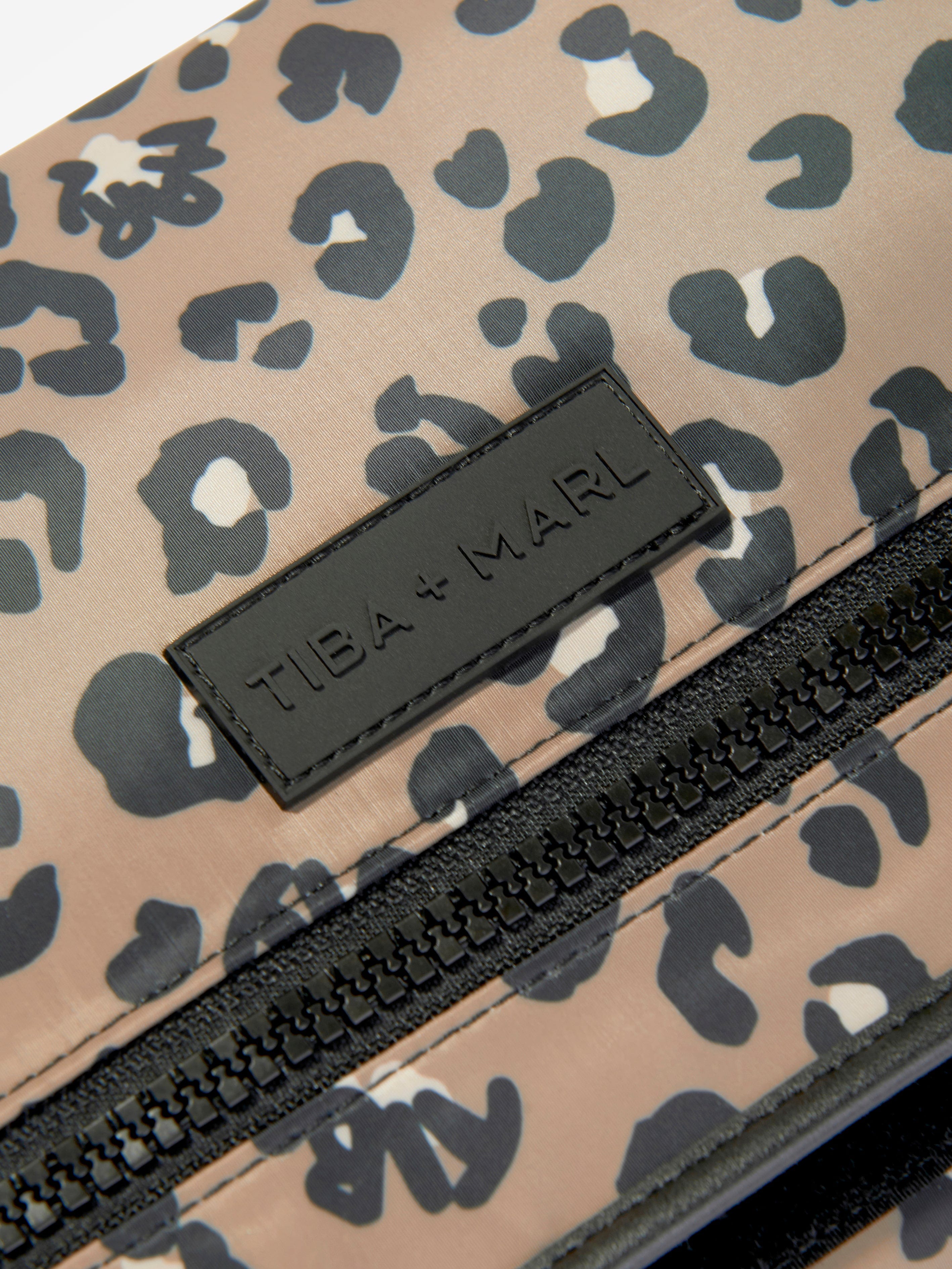 Tiba + Marl Baby Etta Leopard Changing Clutch in Brown (33cm)
