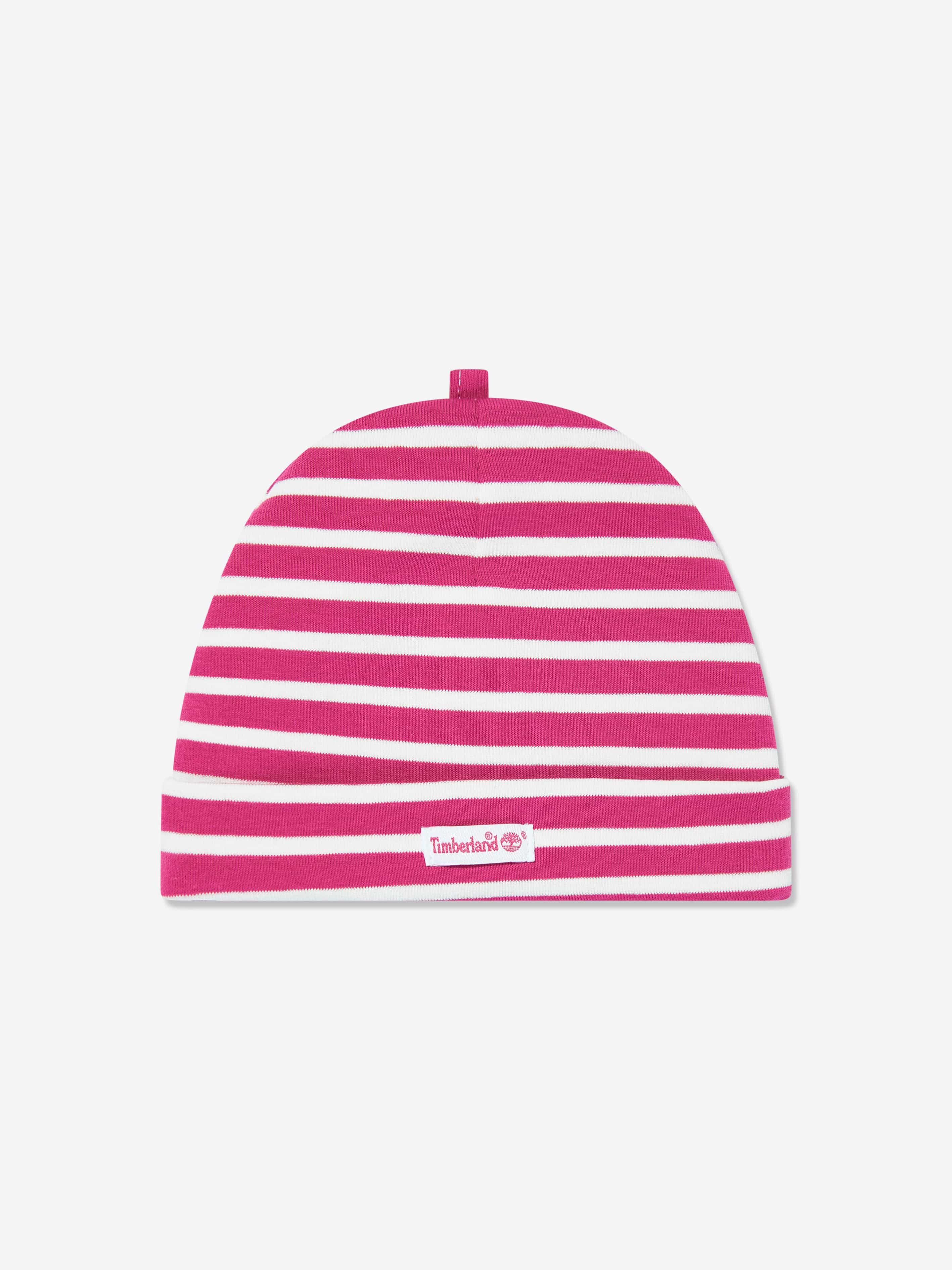 Timberland Baby Girls Crib Bootie and Hat Set in Pink