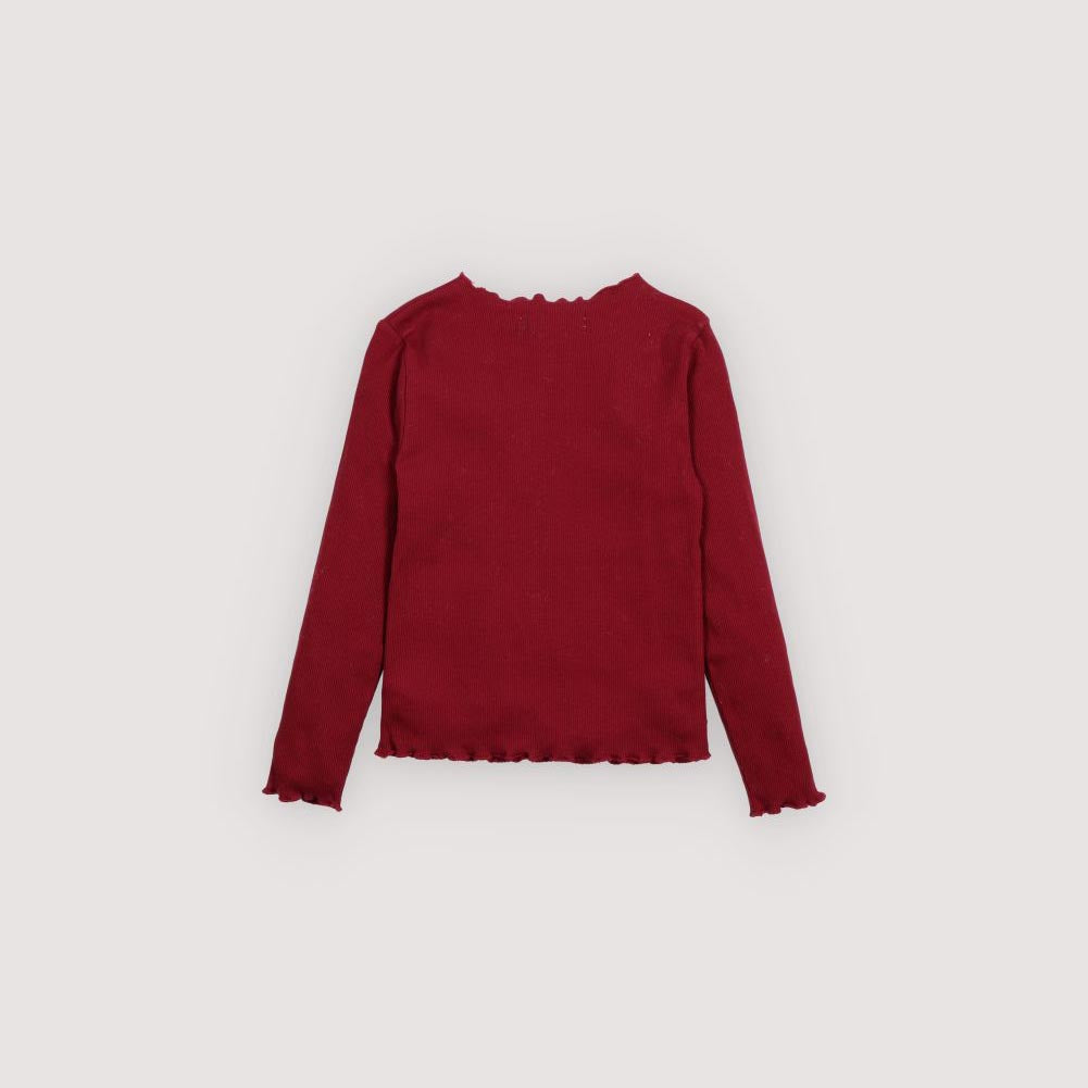 Girls Wine Red Cotton T-Shirt