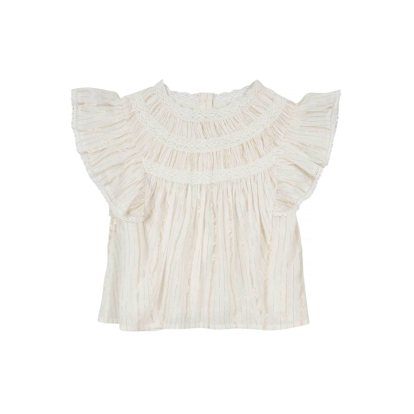 Girls Cream Ruffled Cotton Top